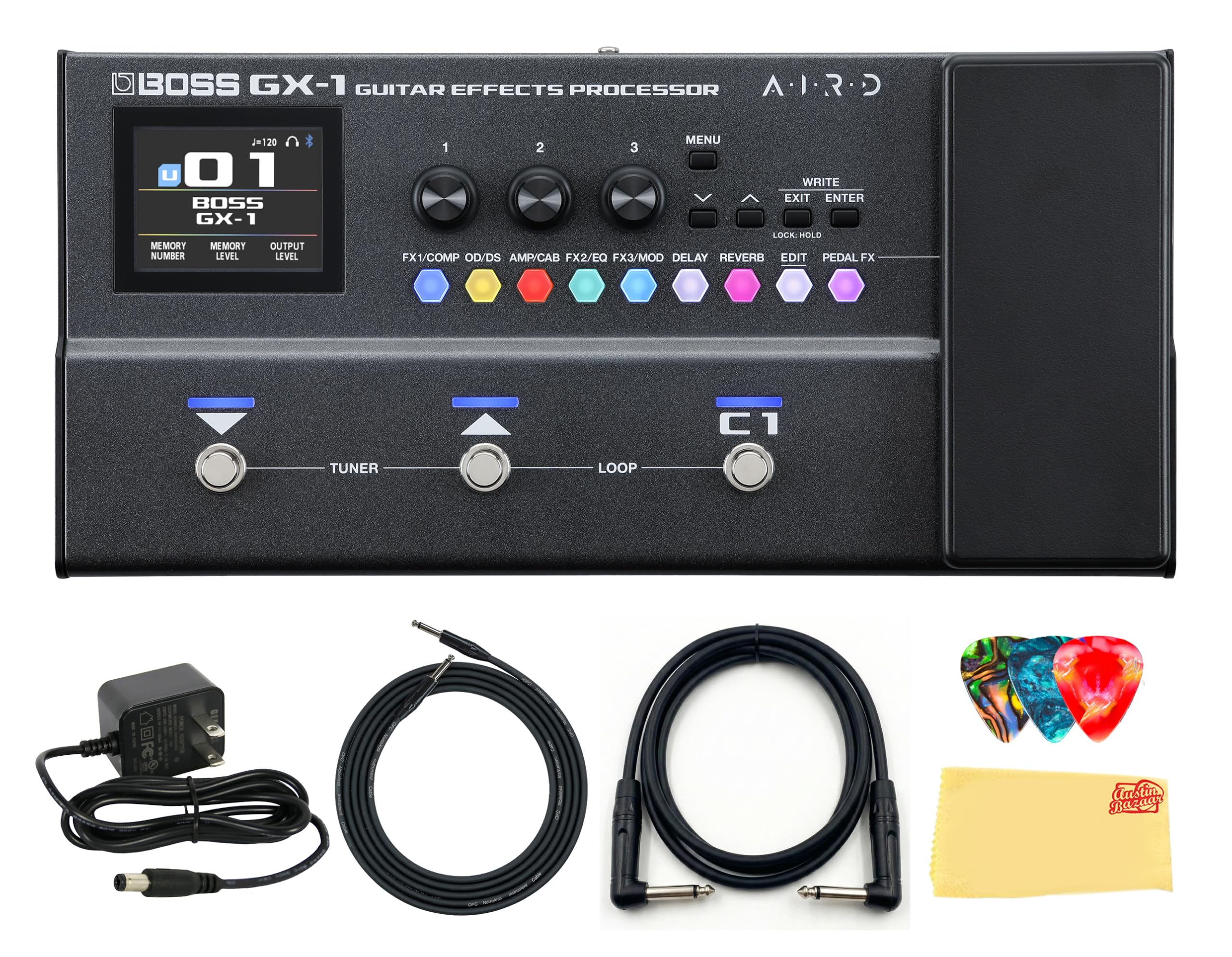 Boss GX-1 Guitar Effects Processor Bundle with Gearlux Power