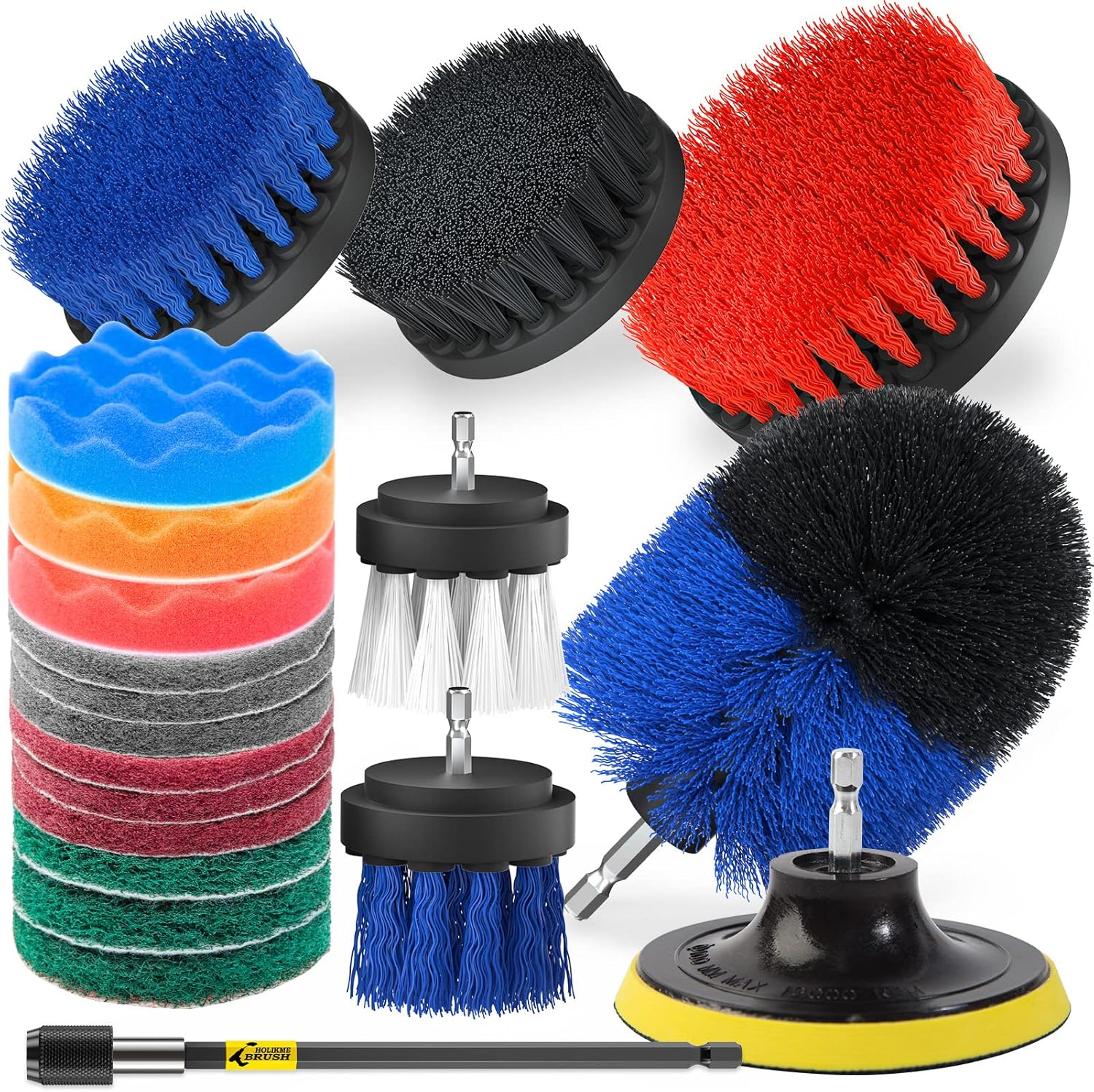 Holikme 20Piece Drill Brush Attachments Set, Blue Scrub