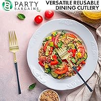 Vista 91 de Party Bargains Disposable Plastic Black Gold Cutlery Set, Infinity Modern Design Utensils, 40 Pack: 16 Forks, 8 Knives, 16 Spoons