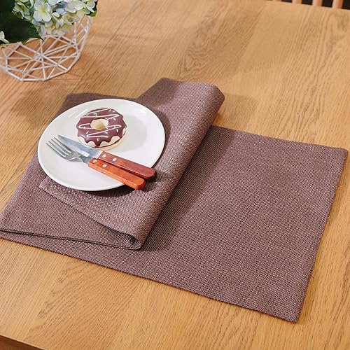 Miniatura 134 de Juego de 4 manteles individuales de lino suave hechos a mano resistentes al calor, manteles individuales para mesa de comedor, manteles individuales