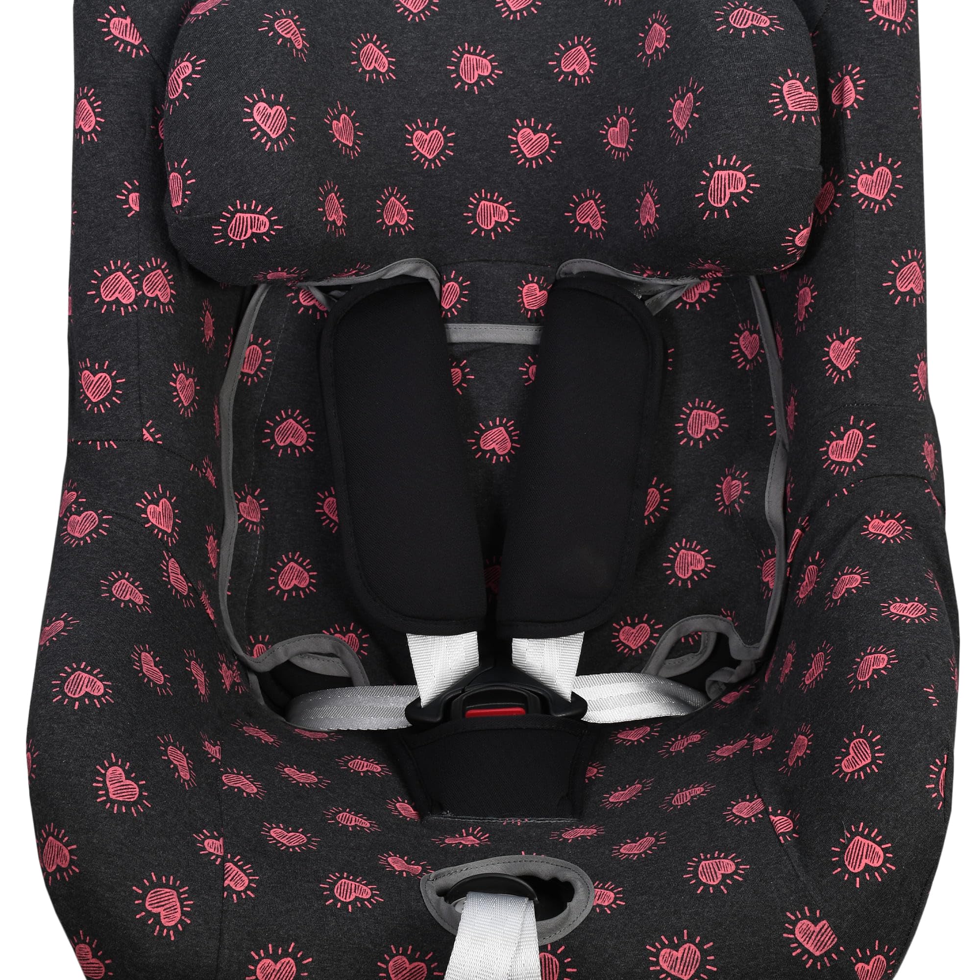 JYOKO KIDS Rivestimento per seggiolino auto in cotone compatibile con Maxi Cosi (Maxi Cosi Mica Eco I-Size, Fluor Heart)