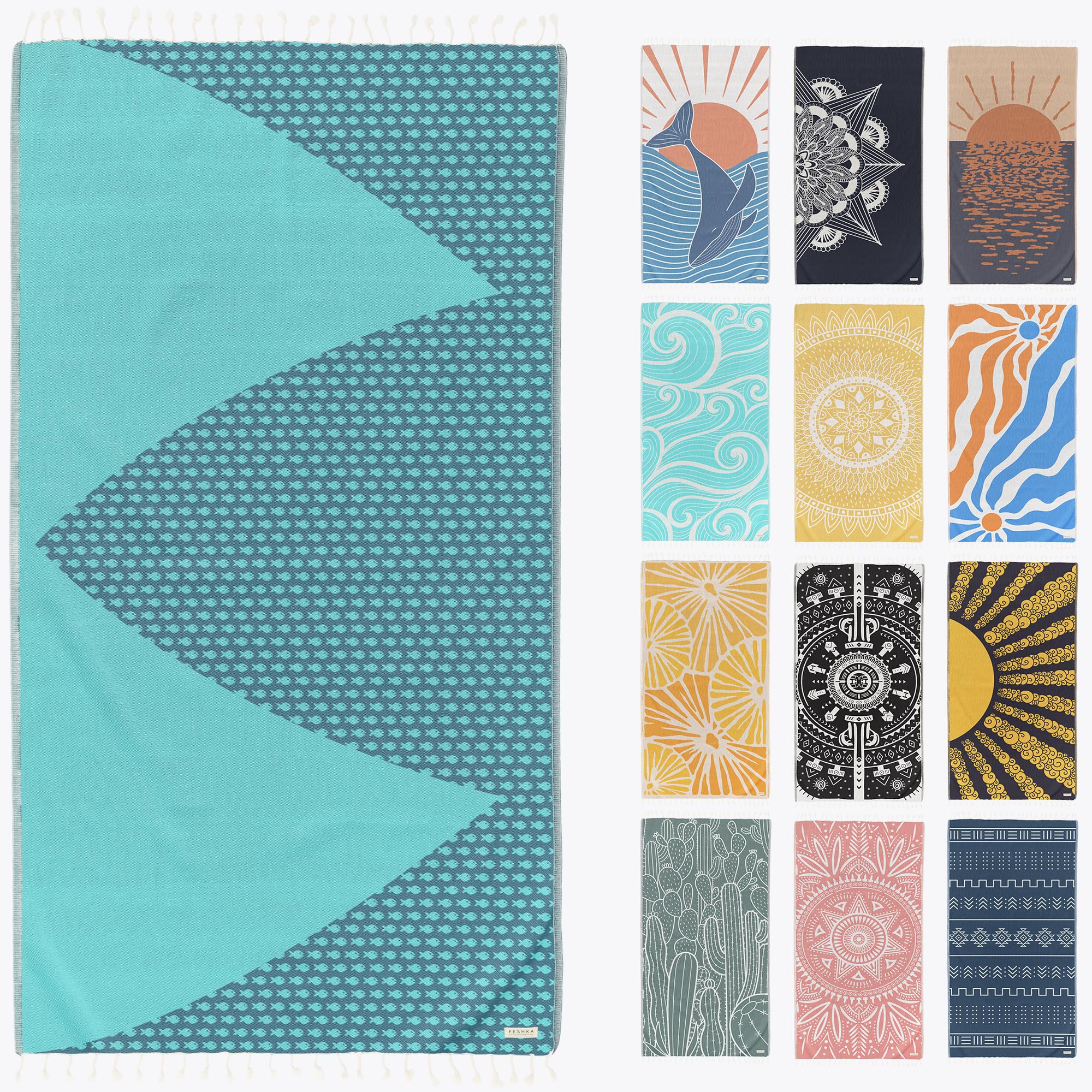 FESHKA Sand Proof Turkish Beach Towel - Oversized, Quick Dry - View #4