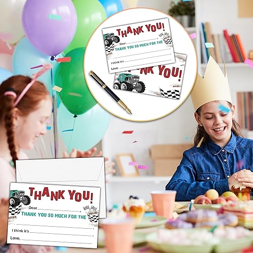 Miniatura 3 de Tarjetas de agradecimiento de camiones monstruo, tarjeta de agradecimiento con espacio para rellenar con temática de Monster Jam, notas