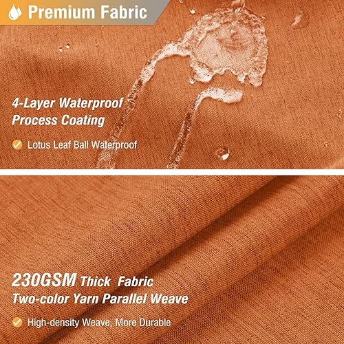 Miniatura 2 de BTTN Cortina de ducha naranja  Juego de cortina de ducha de tela impermeable con textura de lino resistente con 12 ganchos de plástico, cortinas de