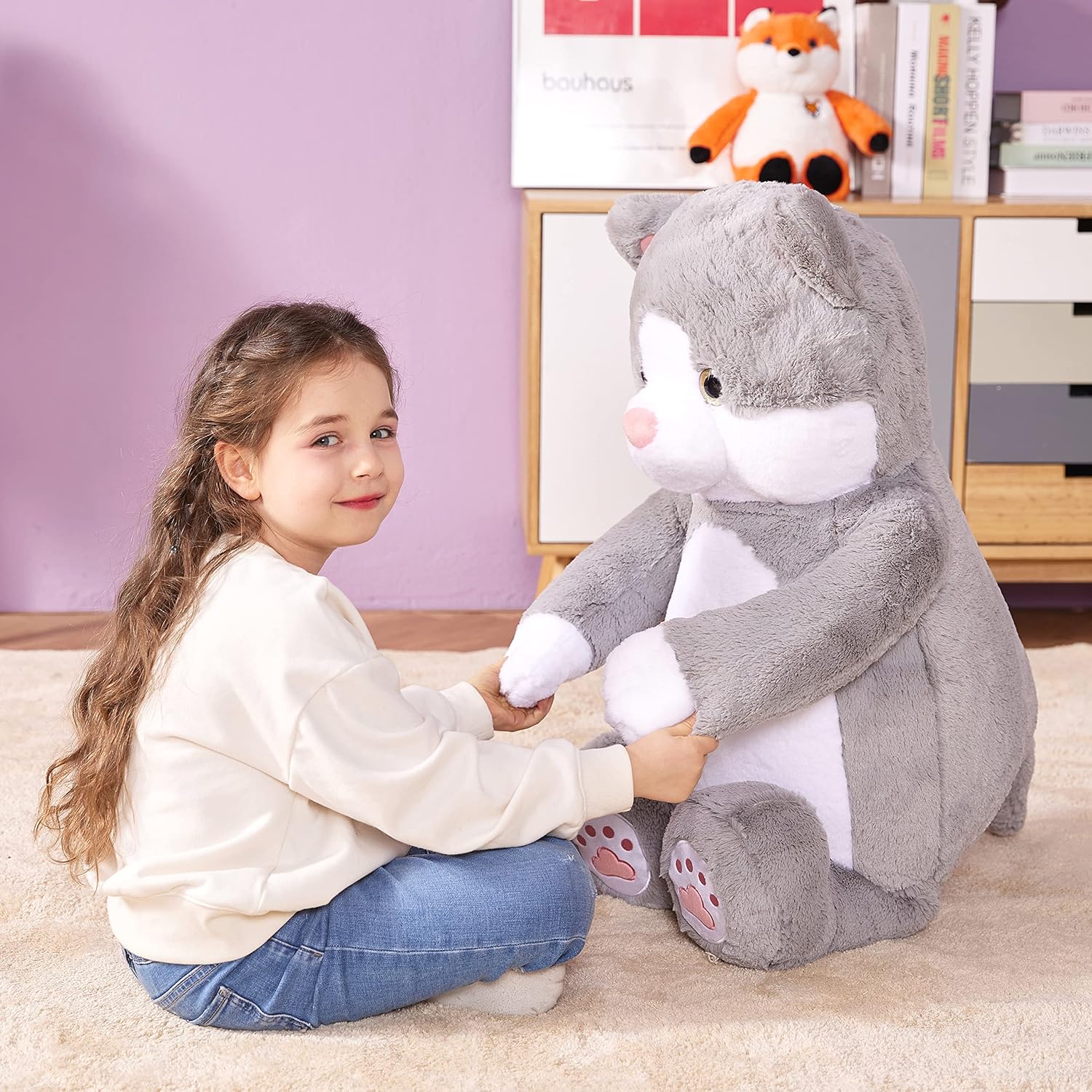 IKASA Giant Cat Stuffed Animal Plush Toy,30" Large Kitten Cute Jumbo Soft Toys, Huge Big Size Fluffy Plushy Fat Oversized Plushie,Gifts for Kids - Image 7