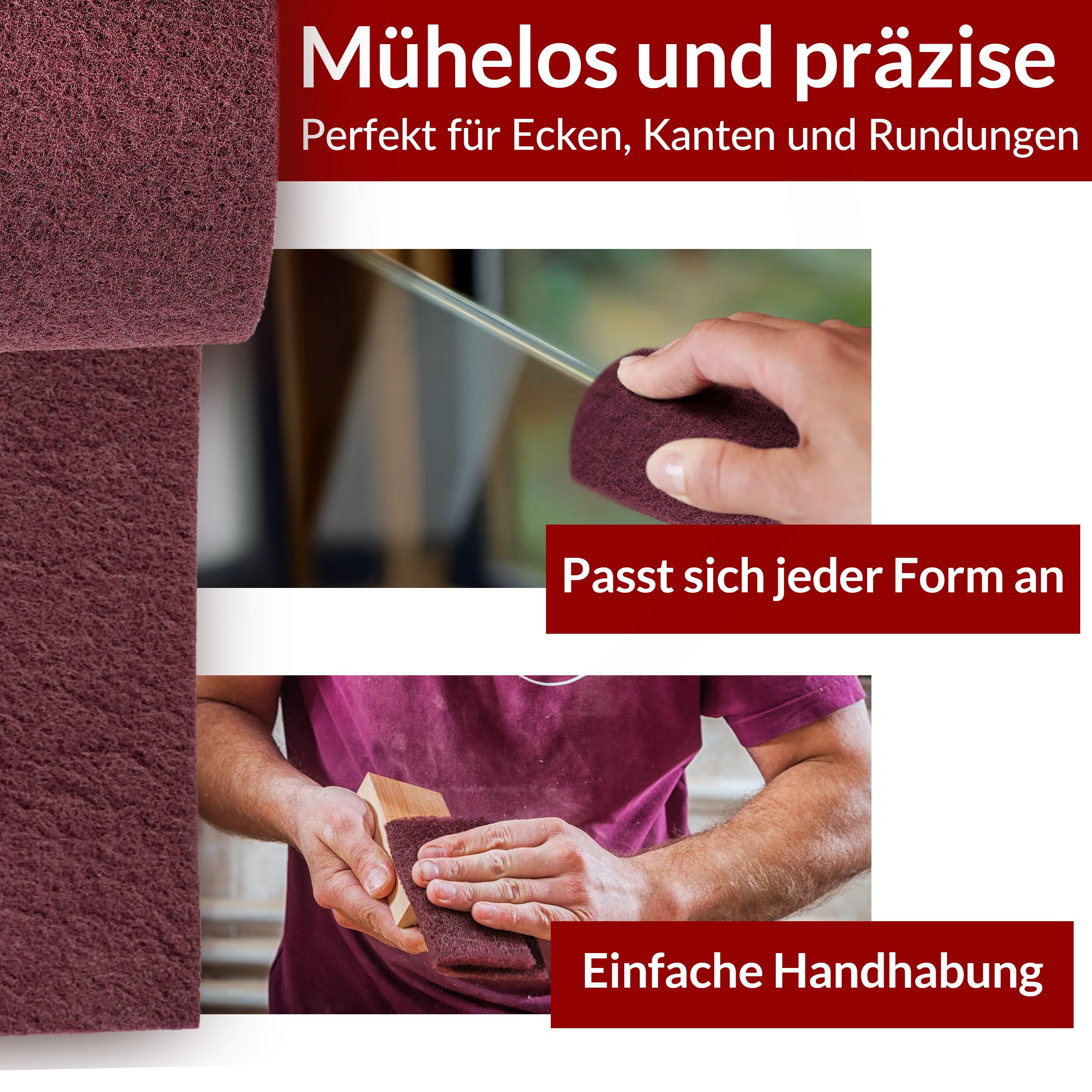 Phorin® Bande de Poncage 5 m × 100 mm non-tissé abrasif grain 240 – L'éponge de ponçage est extrêmement robuste et durable, idéale pour la peinture, le bois, le métal, l'acier inoxydable, etc.