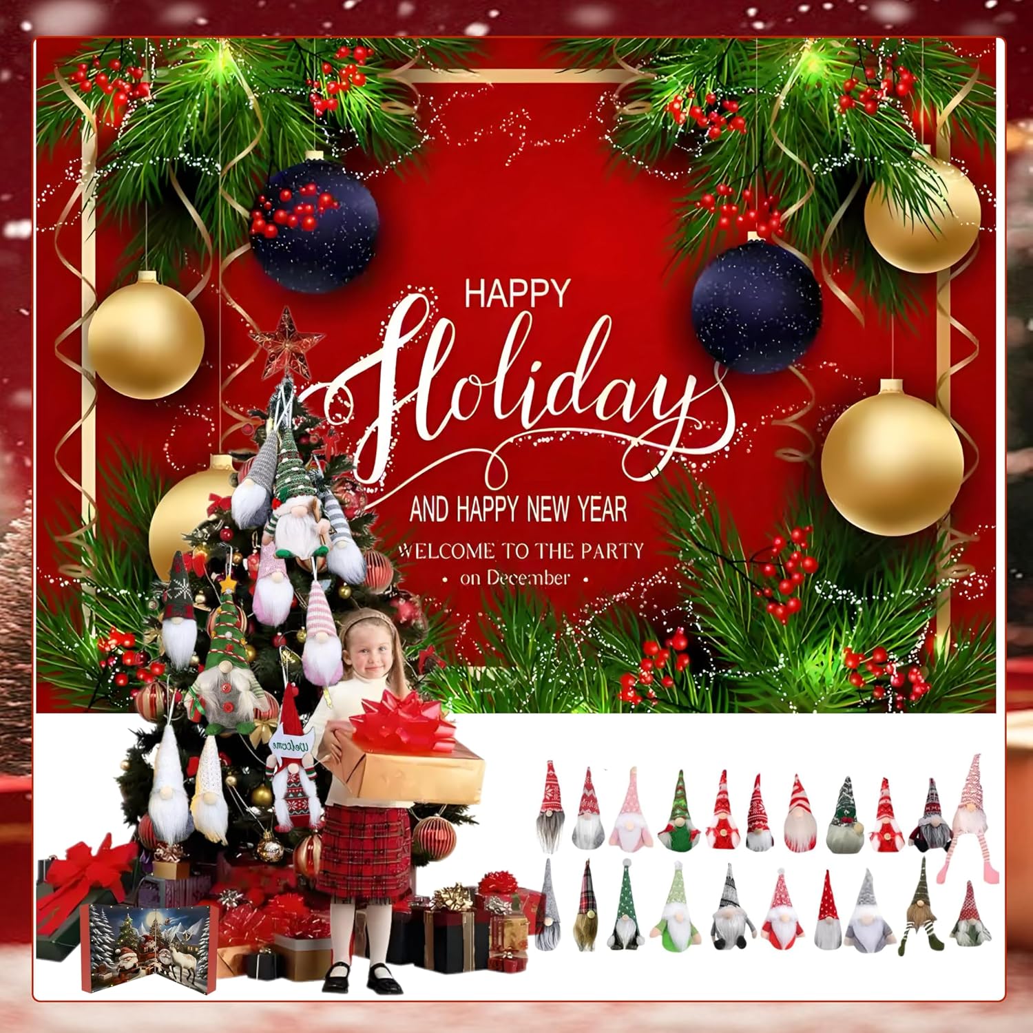 Christmas Gnome Advent Calendar 2025,24 Day Christmas Advent Calendar with 24 Gnome,Xmas Countdown Surprise Gift