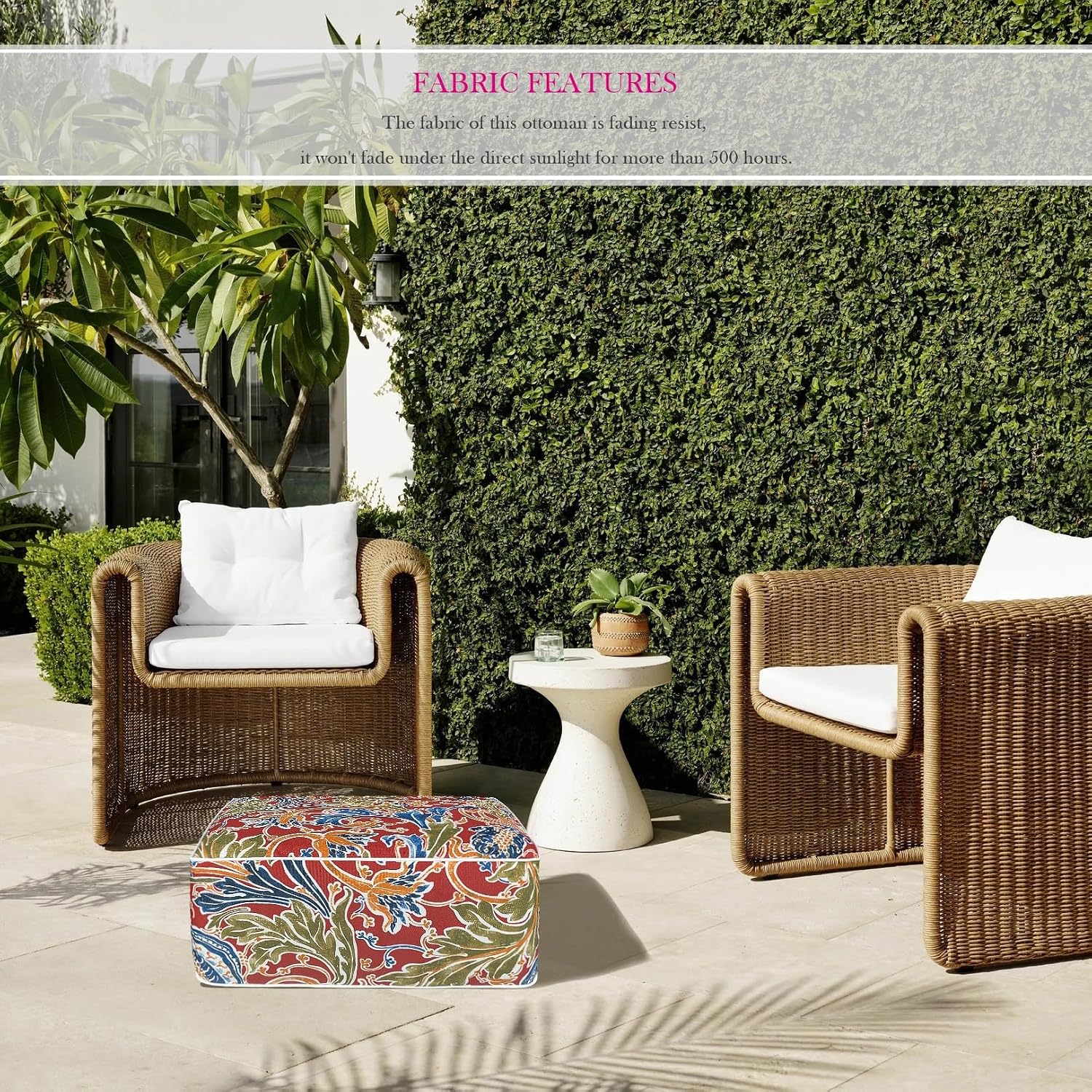 Outdoor Inflatable Footstool Ottoman Cover Red Paisley Square 23x9 Inch Patio Foot Stools and Ottomans Cover Only