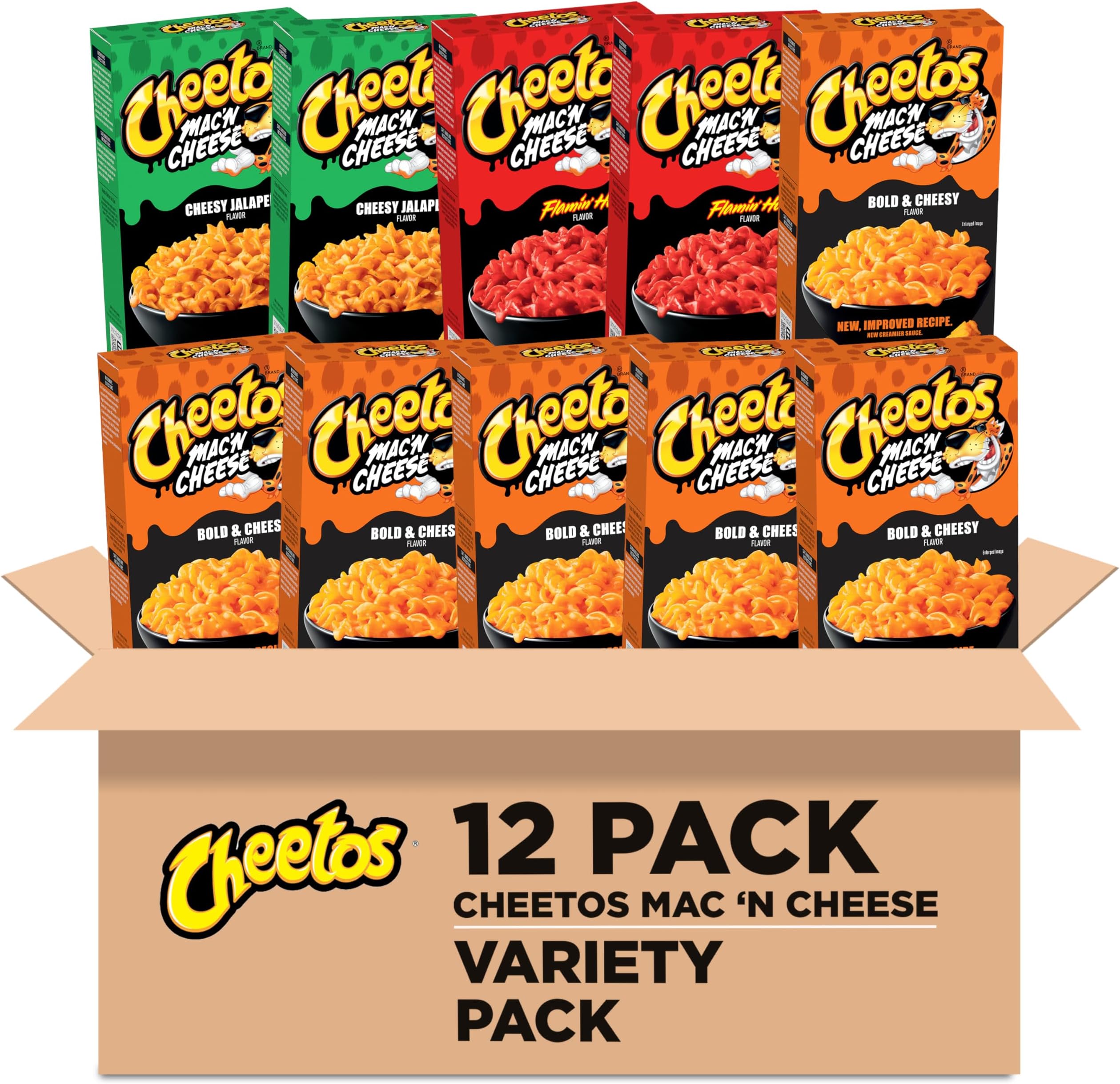Cheetos Mac 'N Cheese, 3 Flavor Variety Pack, (Pack of 12)