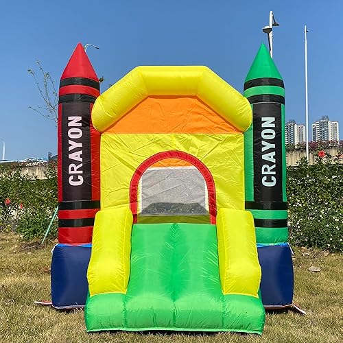 Miniatura 2 de Mini casa inflable para exteriores e interiores con soplador para niños pequeños castillo con tobogán, soplador de aire, bolsa de transporte y bolsa
