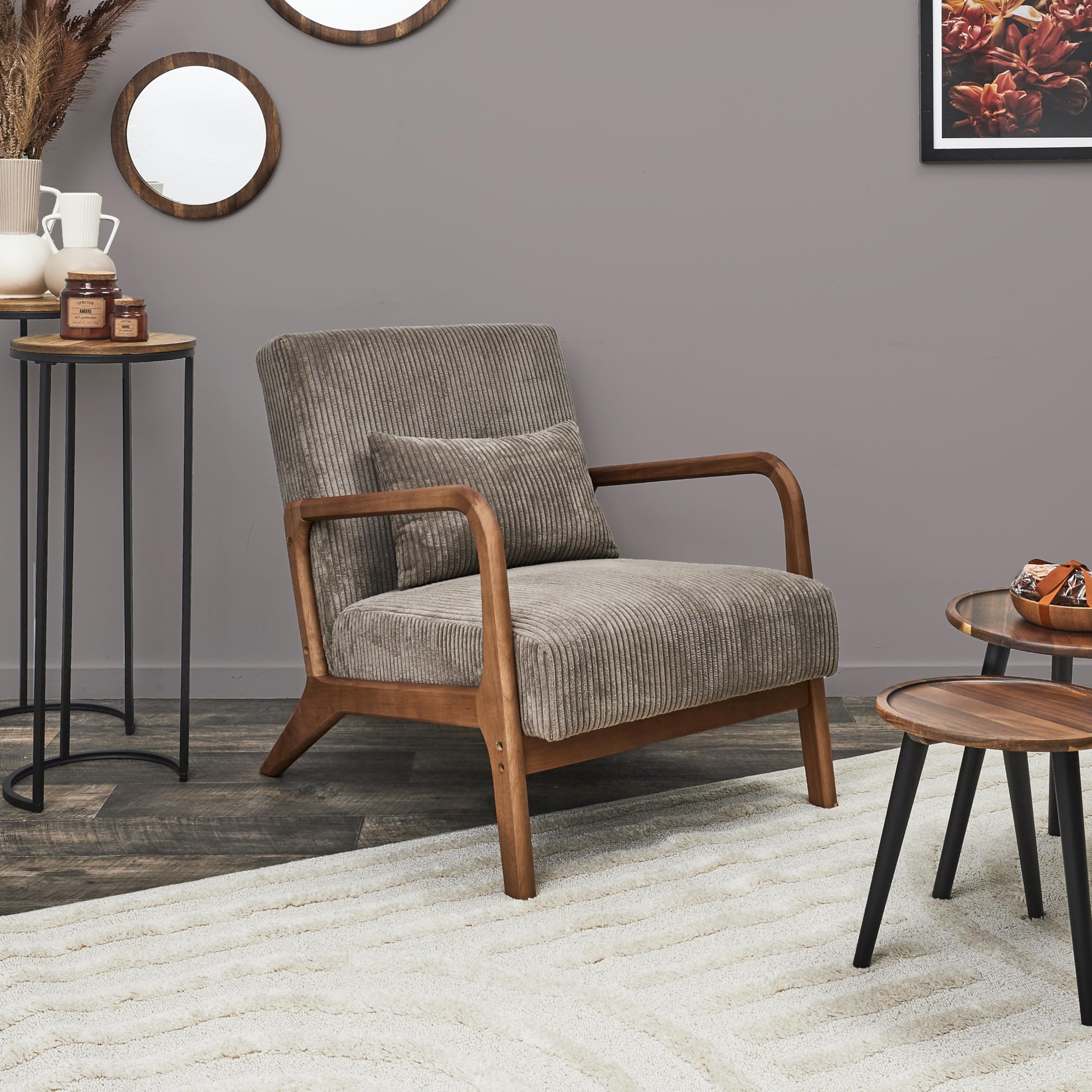 HOME DECO FACTORY, HD0348, poltrona da soggiorno Cotele Scott Taupe, morbidezza, mobili, seduta, divano e poltrona, 64,5 x 75 x 83,5 cm, altezza seduta 43 cm, tortora