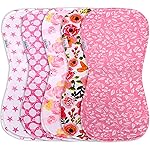 KiddyStar 5-Pack Organic Cotton Burp Cloths - Large, Ultra-Soft 3-Layer Towels for Burping, Shoulder & Hand Use, Highly Absorbent