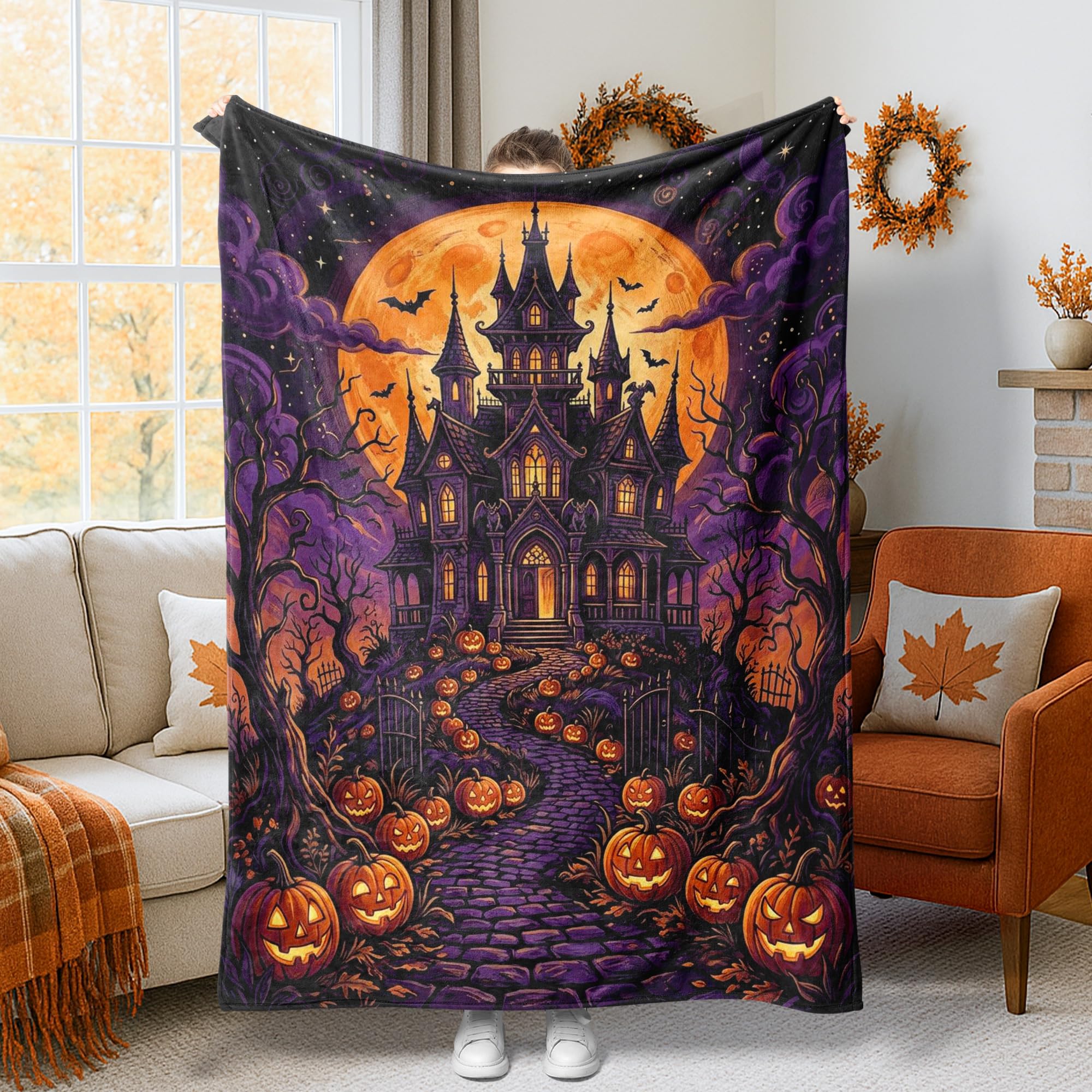 Plaid Halloween en peluche pour frissonner confortablement sur le canapé