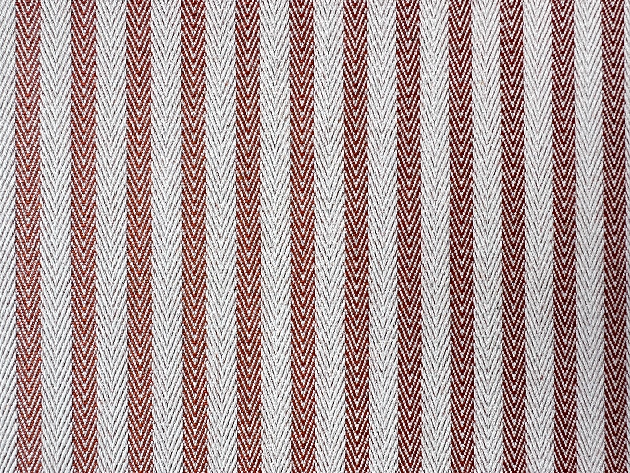 Tissu à chevrons effet lin 5 mm pour coussin à rayures crème pour décoration d'intérieur - 328 cm extra large - Vendu au mètre - Terre cuite