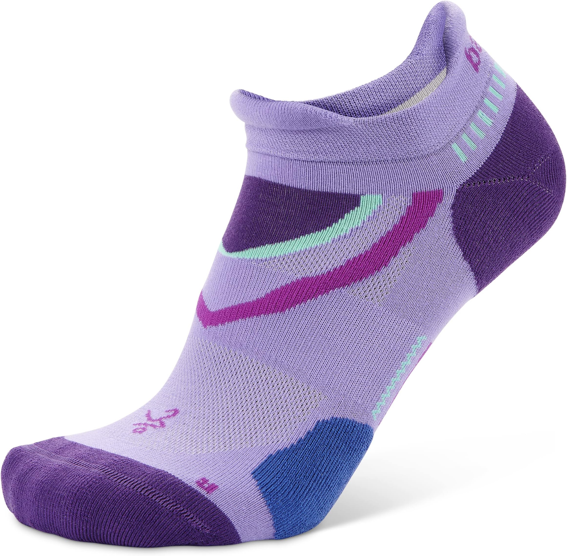 Ultraglide Cushioning Performance No Show Athletic Running Socks for Men and Women (1 Pair), Lavender/Charged Purple, Medium