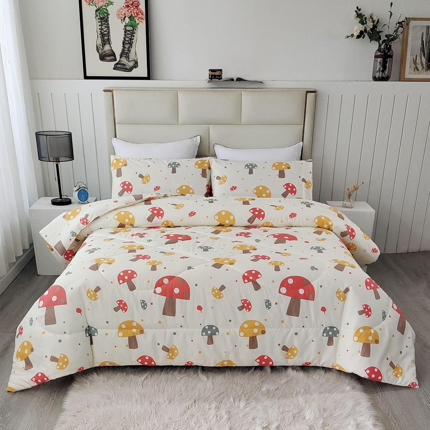 Amazon.com: SDIII 3PCS Cute Mushroom Comforter Set Twin for Boys Girls ...
