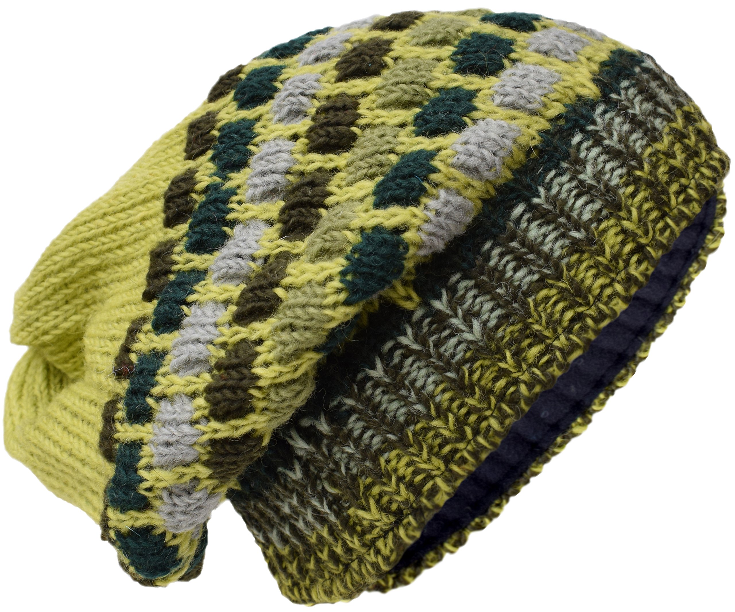 Gheri Woolen Knitted Fleece Lined Multicoloured Beanie Hats R