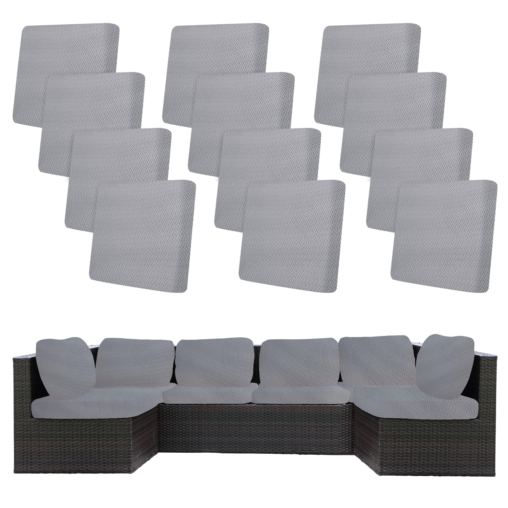 12 Pcs Outdoor Cushion Covers, Patio Sofa Cushion Covers Replacement