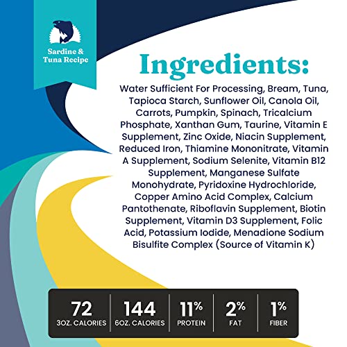 Image of Solid Gold Wet Cat Food Shreds in Gravy - Canned Cat Food Made w /Real Tuna & Sea Bream - Five Oceans Grain Free 16ct /6oz Can