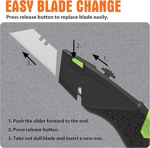 Miniatura 6 de XW Juego de cuchillos utilitarios, cortador de caja retráctil y cuchillo plegable con diseño de almacenamiento de cuchillas, total de 20 cuchillas