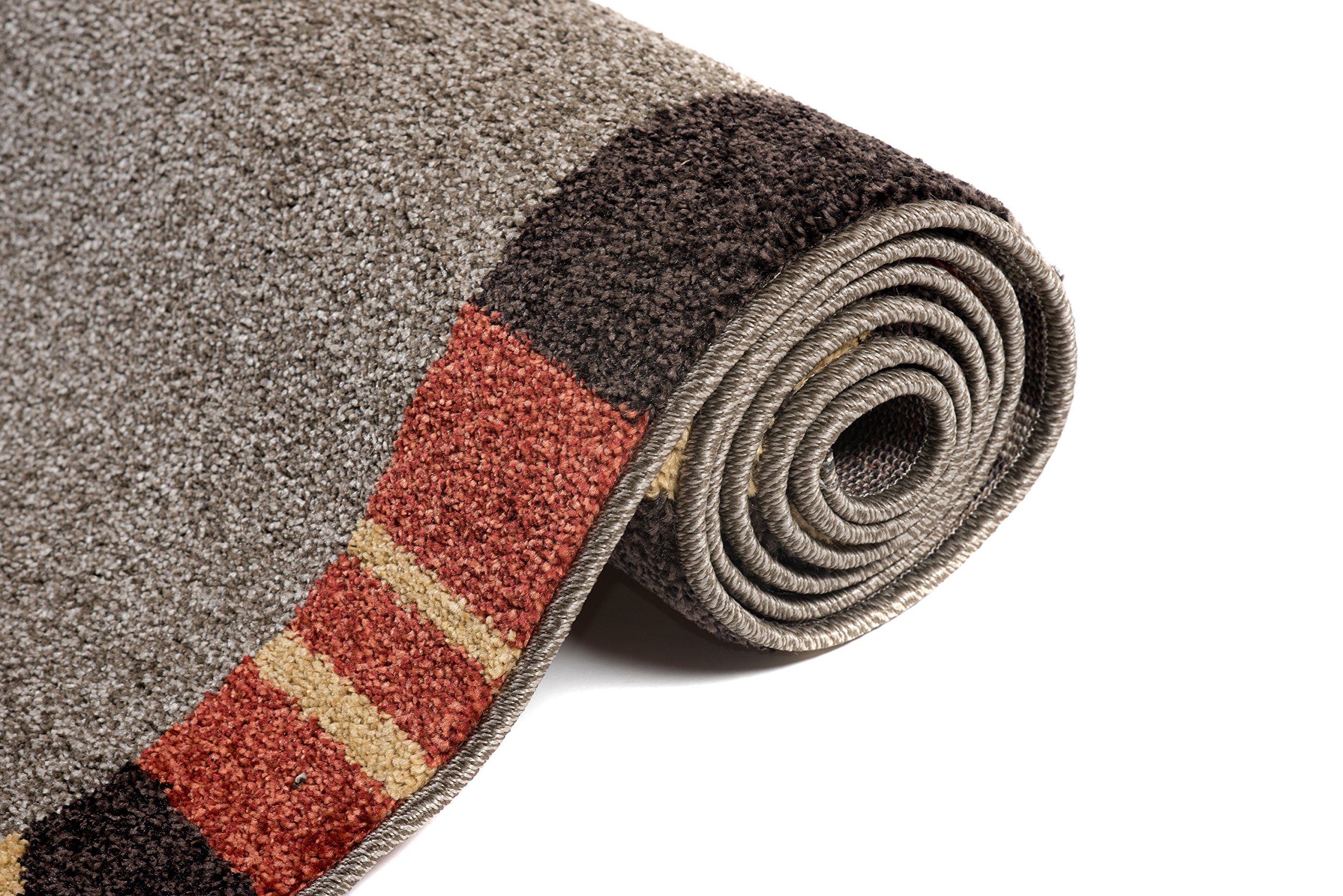 TAPISO JAWA chodnik dywan do korytarza, melanż, nowoczesny, krótkie runo, brązowy, czerwony, żółty, wzór w paski, designerski, do salonu, Ökotex 120 x 450 cm