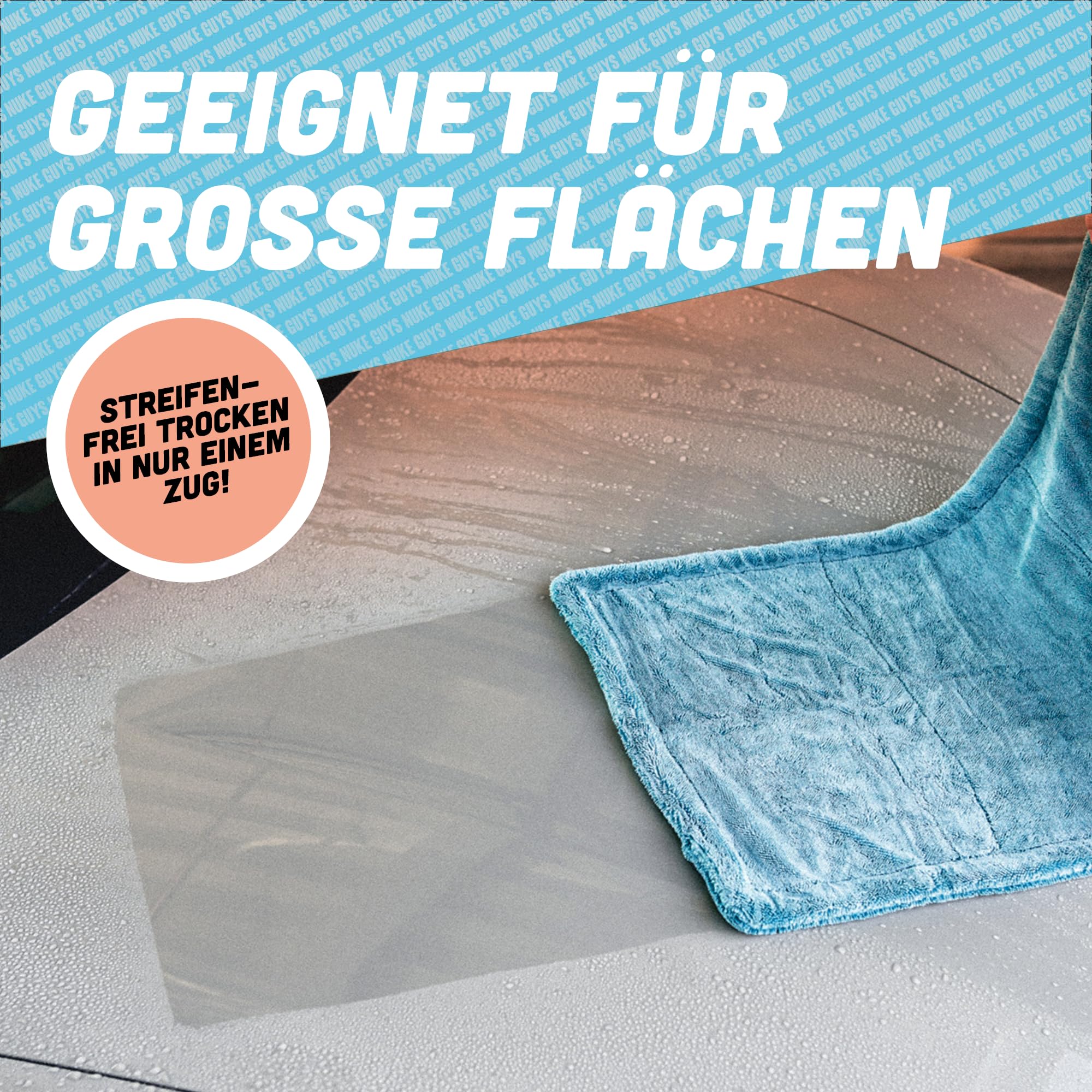 Kemes Mikrofasertücher Auto XXL 80x50cm Premium 1400 GSM Autotrockentuch Schwarz Microfaser | 5-Fach Ultra Saugstark Poliertuch Für Autopflege