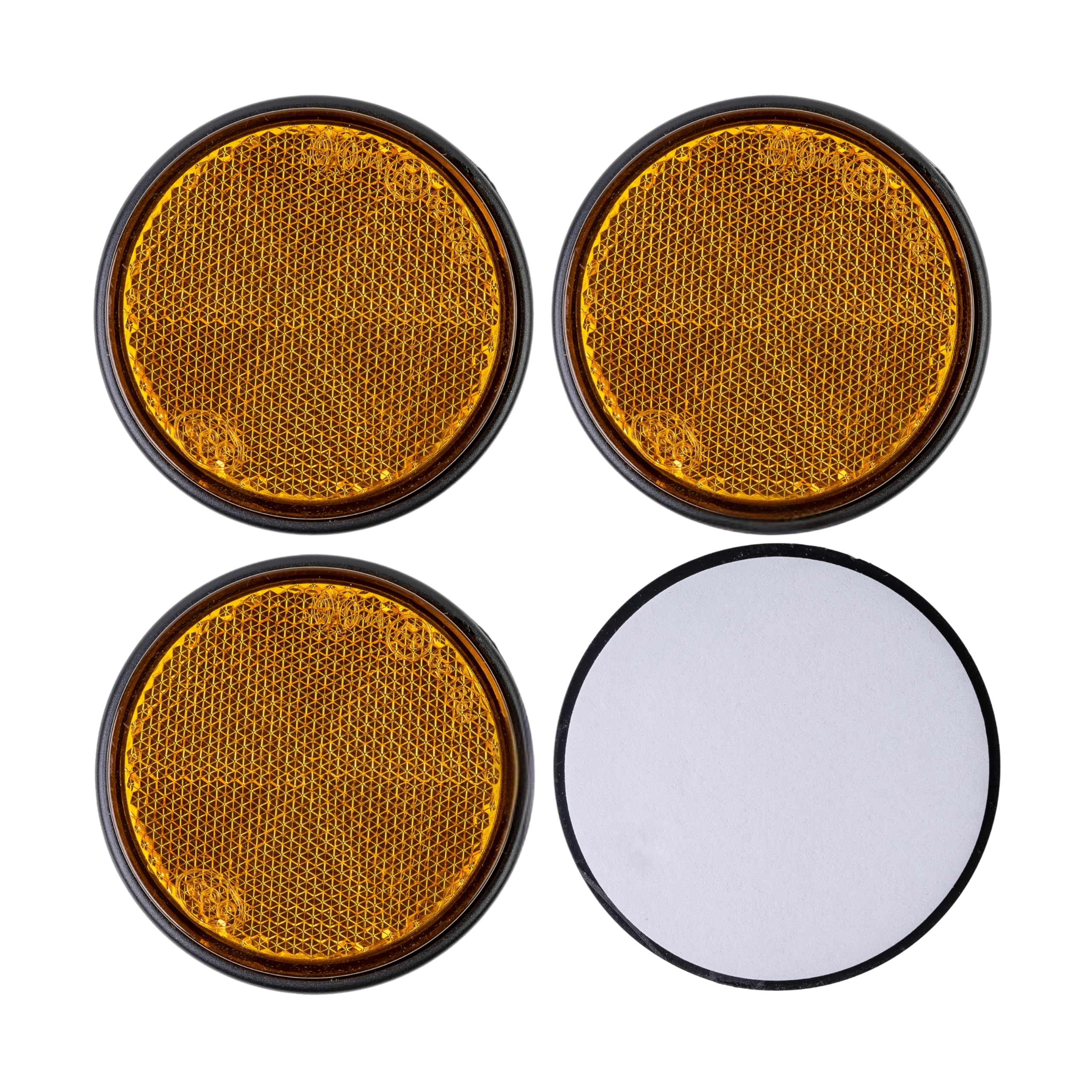 Réflecteurs Orange à Coller 60 Mm - 4 Pièces, Homologués E, Pour Remorque, Caravane, Sécurité
