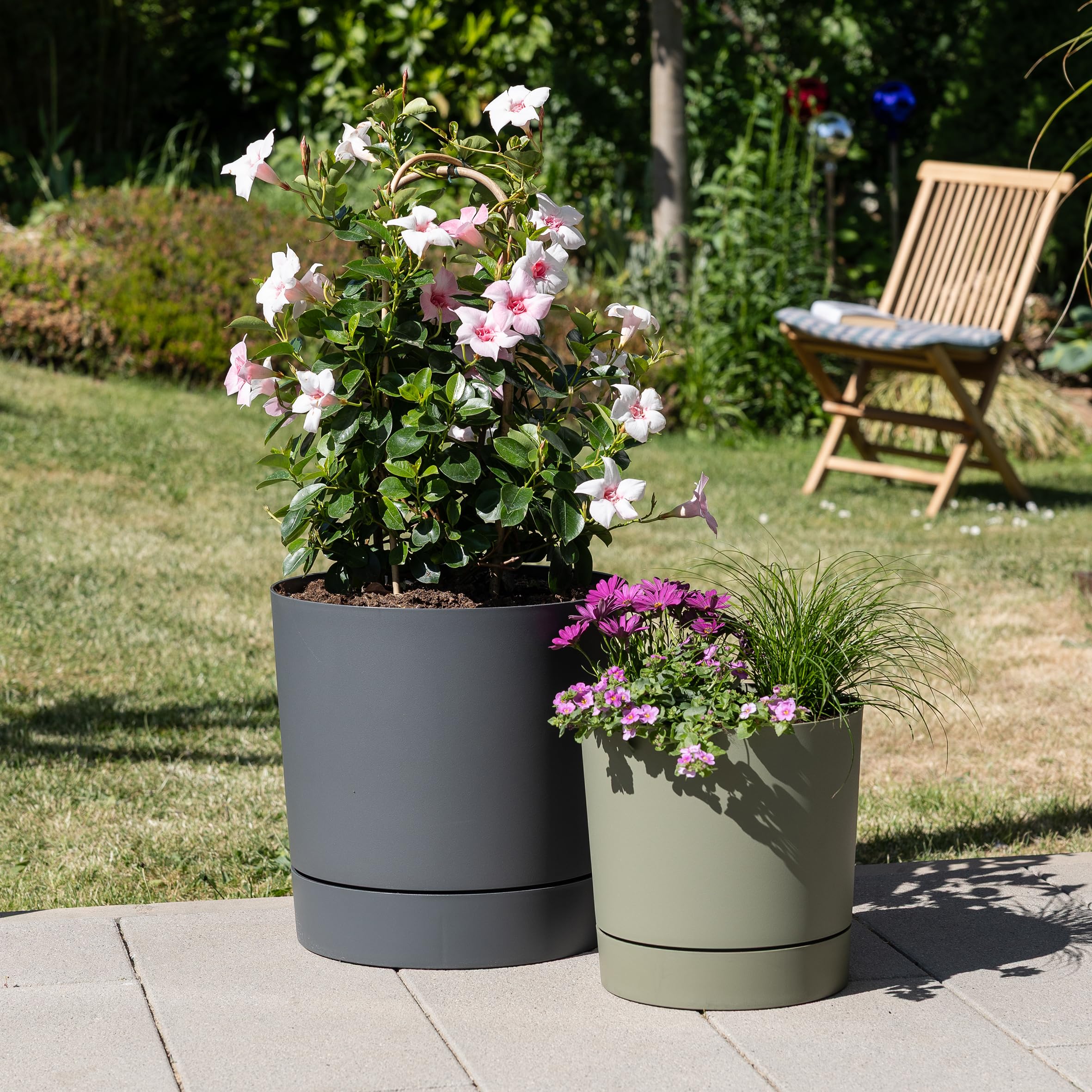 Scheurich Plano+ Pflanzgefäß aus Kunststoff, Grün, Ø 46,72 cm, H 46,4 cm
