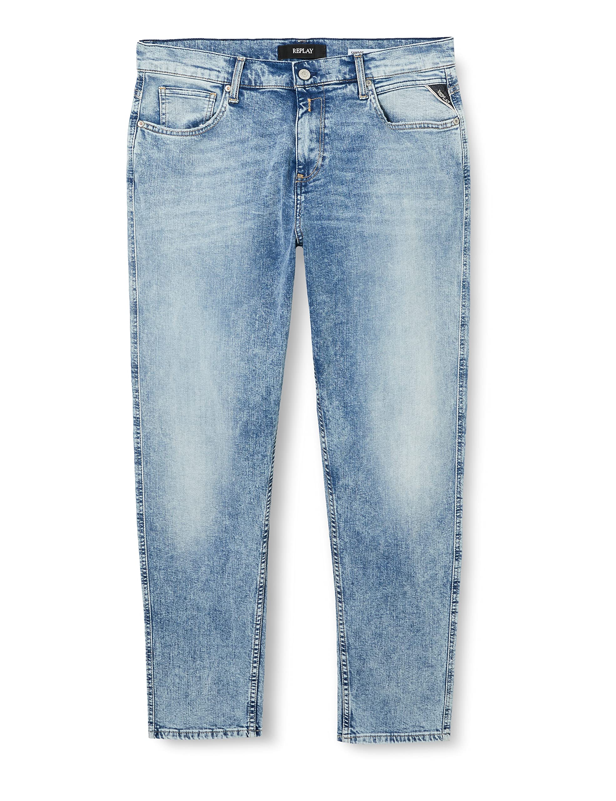 REPLAY Herren Jeans Sandot Tapered-Fit Bio, Light Blue 010 (Blau), 30W / 34L