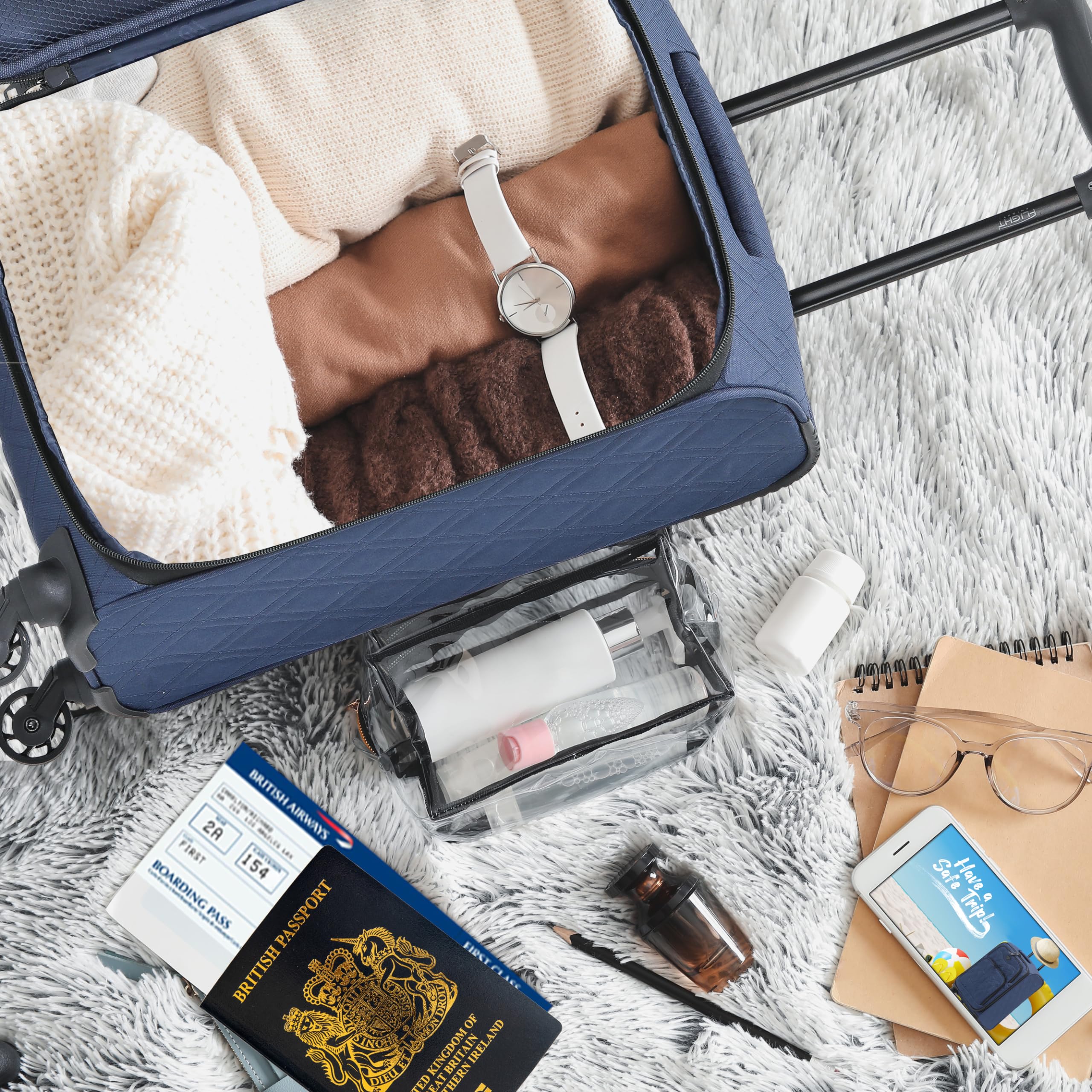 Flight Knight Lightweight 4 Wheel 800D Soft Case Quilted Suitcase Robust Anti Crack Cabin Carry On Hand Luggage Approved for Over 100 Airlines Including easyJet, BA & Many More!