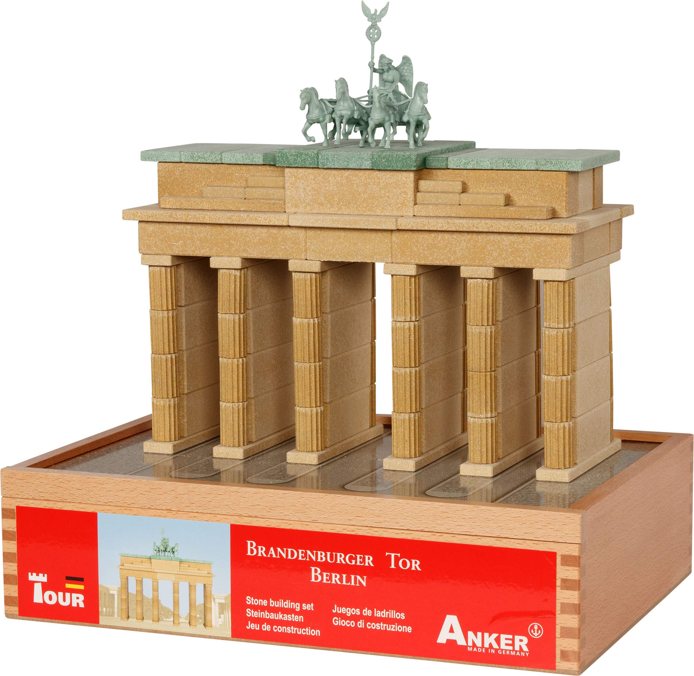 goki 58804 - Baukasten Brandenburger Tor, Holzbausteine Made in Germany, fördert Feinmotorik, Konzentration und Kreativität, inkl. Bauanleitung für Baumeister, 32 x 22 x 8cm und ideal ab 6 Jahren