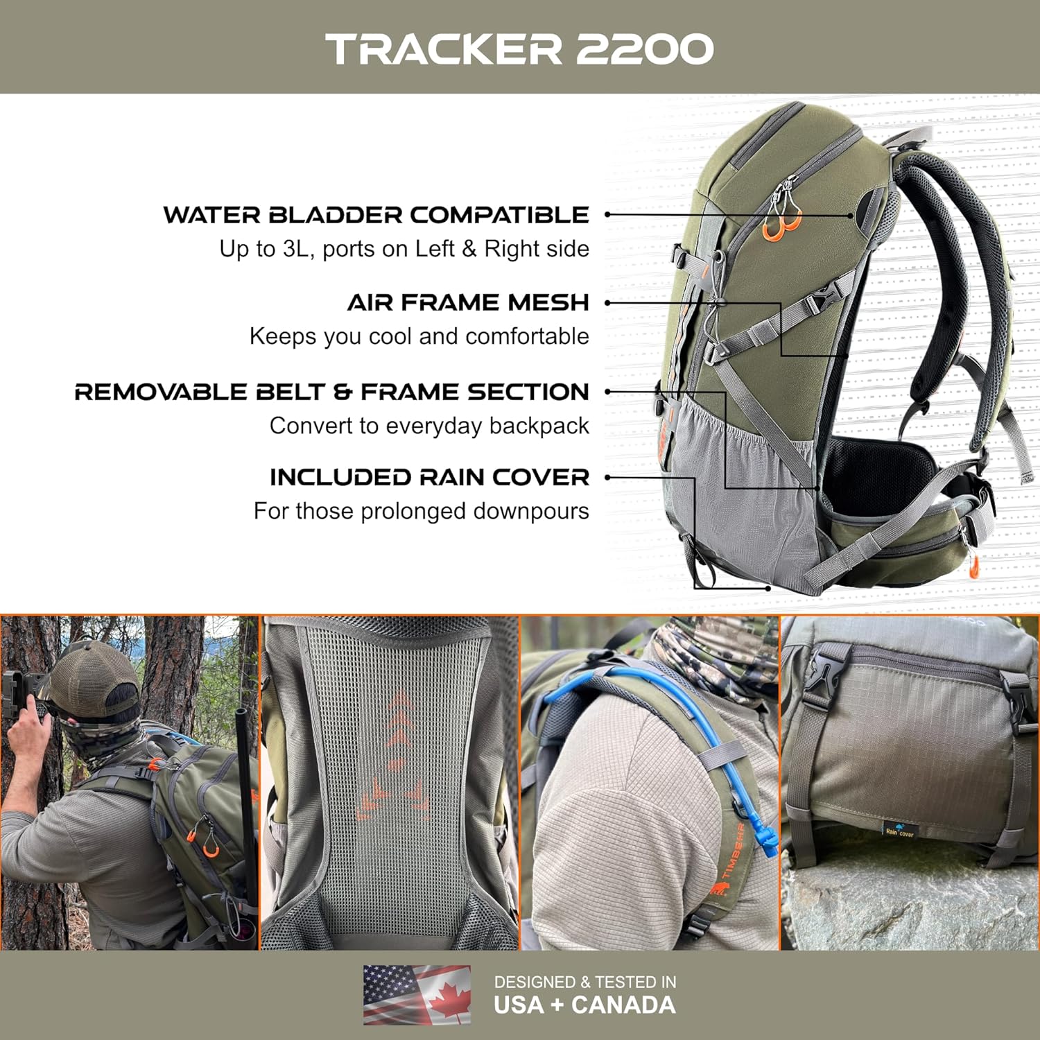 Hunting Backpack with Rifle Gun & Bow Holder Hunting Daypack compatible with YKK Zippers & Buckles, Waterproof Lightweight Tactical Backpack with Rain Cover, Durable, Comfort