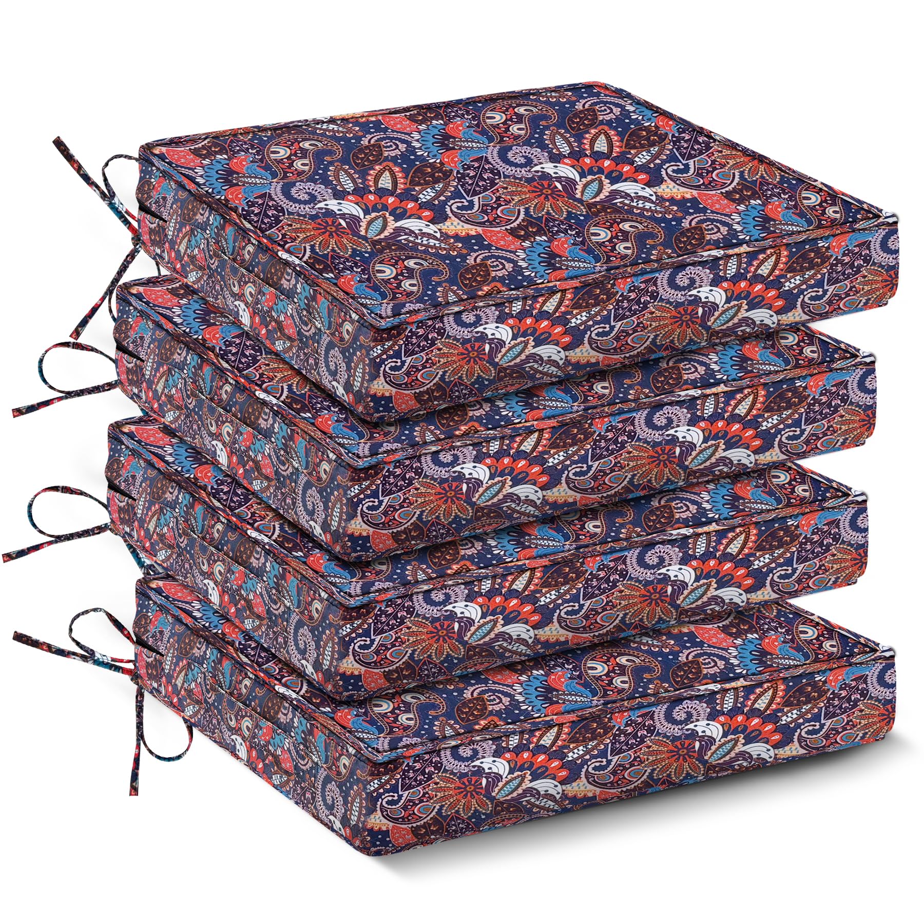 Photo 1 of IPYNBAP Outdoor Chair Cushions Set of 4 -Waterproof Outdoor Seat Cushions for Patio Furniture, Patio Chair Cushion with Handle and Ties, Out Door Chair Pads,19x19x3-Square, Artistic Floral