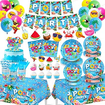 Pool Party Supplies 243 Pcs Tableware Set for Summer
