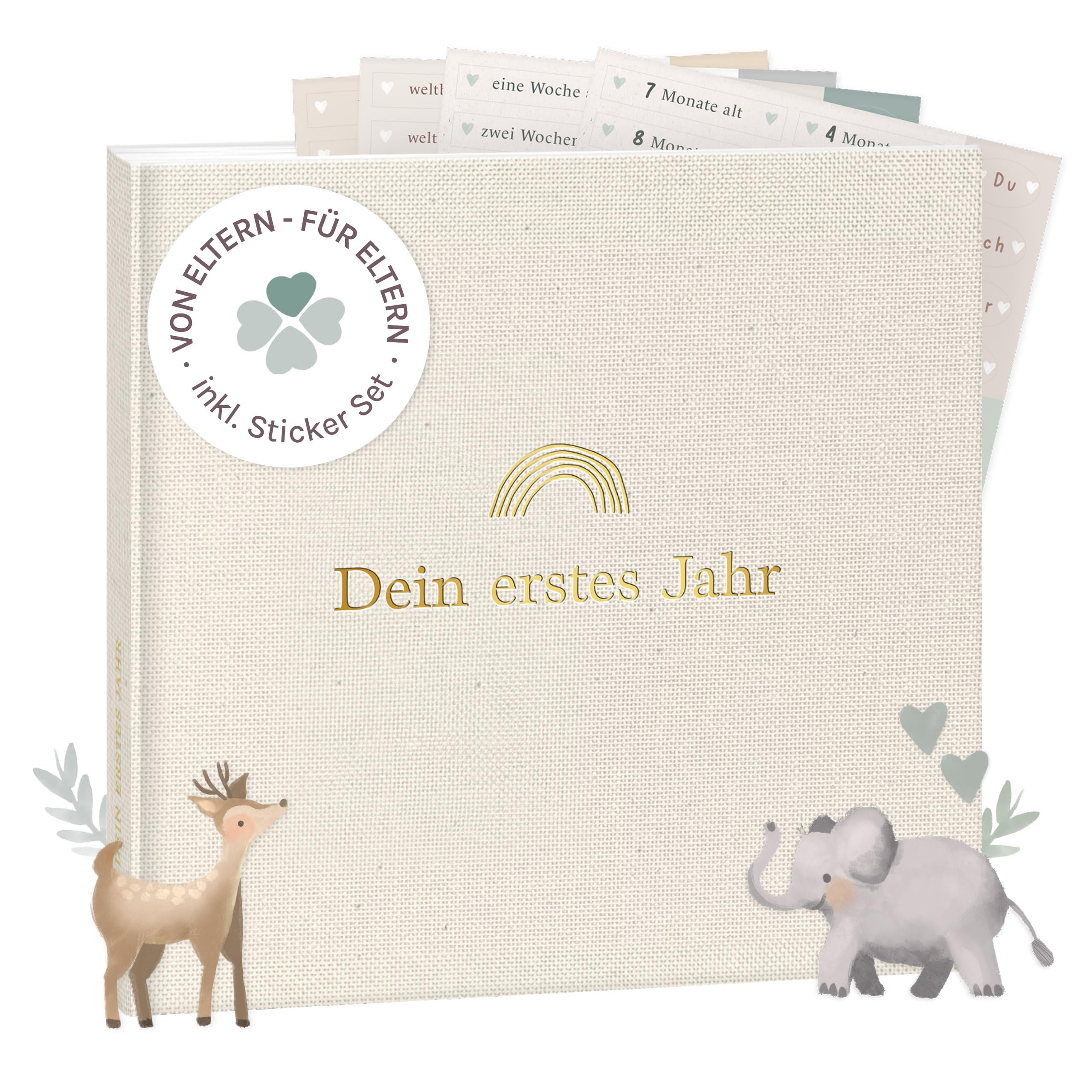mintkind® Babyalbum Mein erstes Lebensjahr – Baby Fotoalbum zum Eintragen | Babybuch und Babytagebuch zum Selbstgestalten ab 0 Monate – Geschenk für Mädchen und Junge