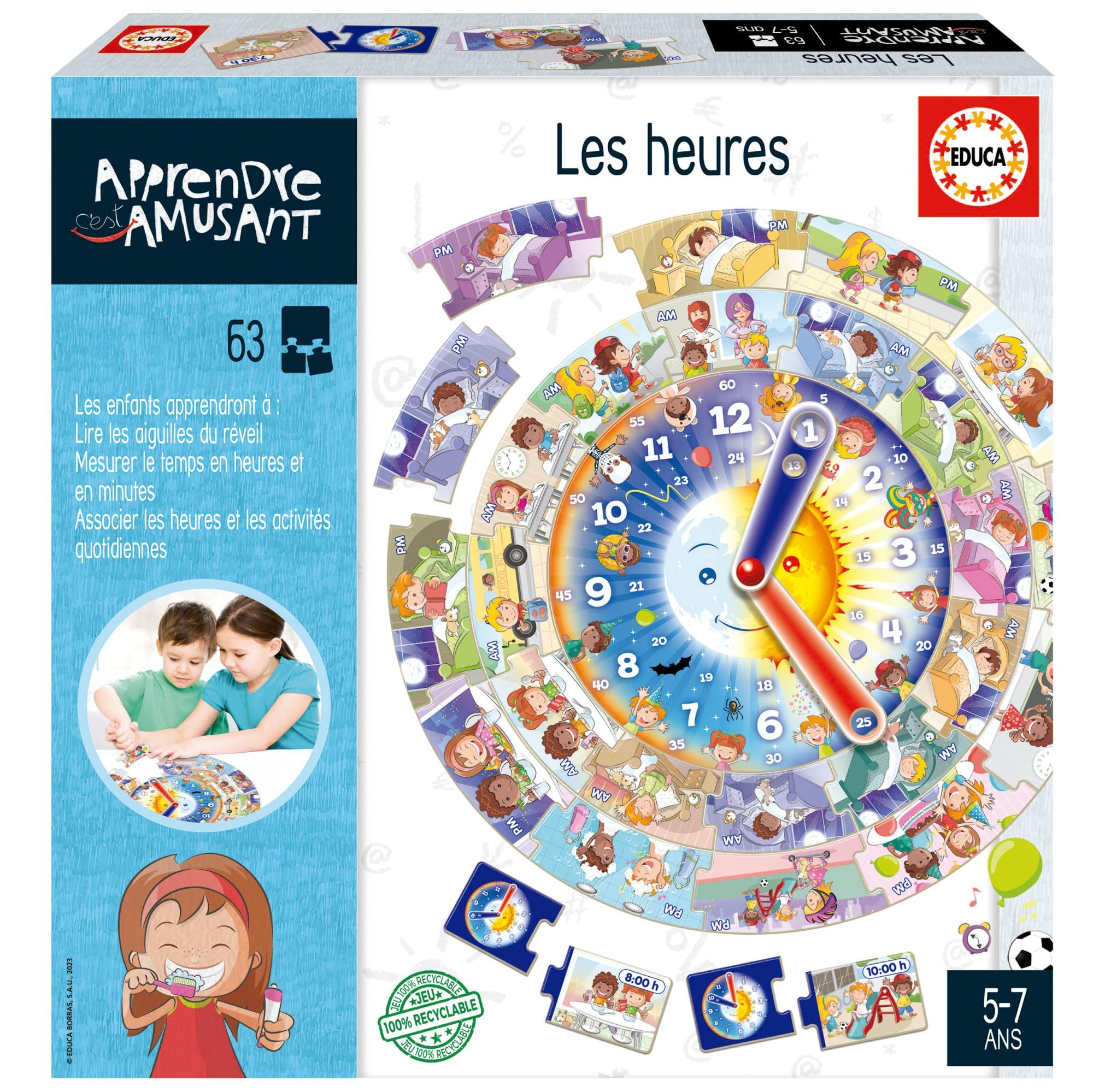Educa Jeu éducatif Les Heures Apprendre à Lire l'Heure Enfants 5 Ans 19601