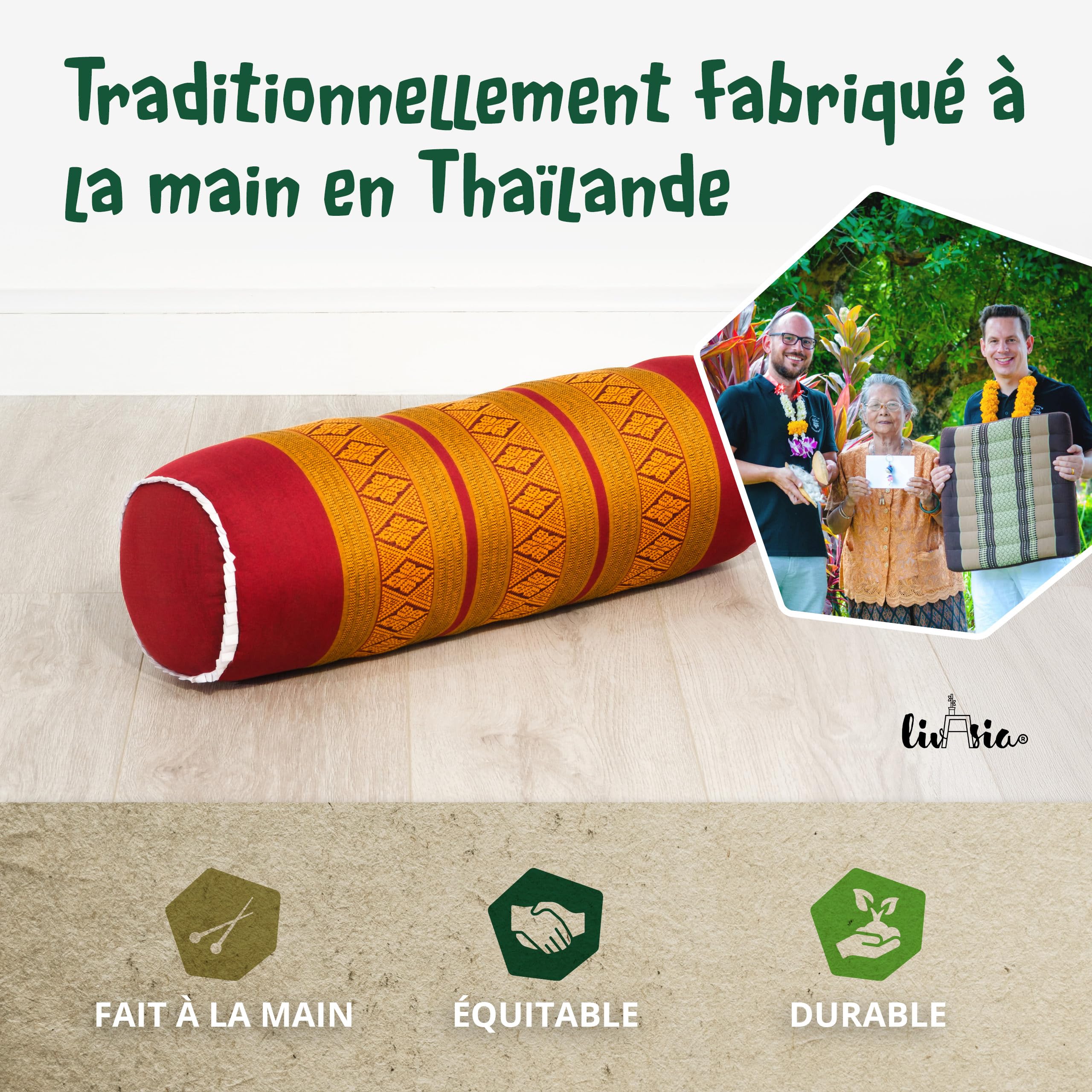 Livasia Rouleau cale-Nuque Ultra Long Coussin Appui-Nuque - Ø 17x56cm - Coussin cale-Nuque, Sofa, Coussin relève-Jambes en kapok, Accoudoir Meubles palettes, Jardin Balcon, Fait Main