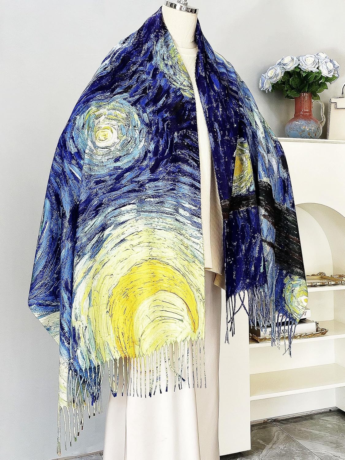 Van Gogh Scarves Art Scarf for Women Best Gift Reversible Soft Shawl Wrap Pashmina in Gift Box - Image 5