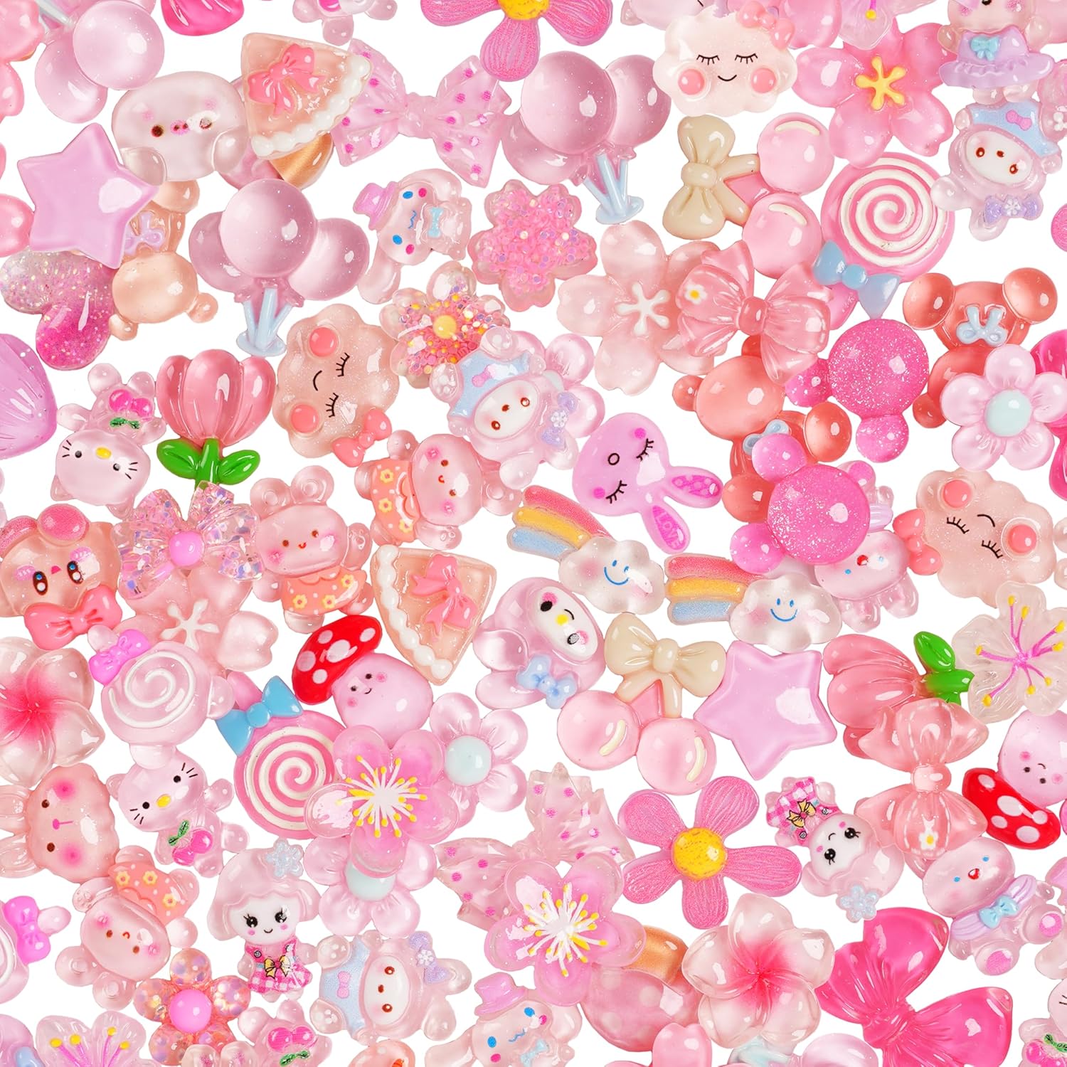 70 Pcs Resin Charms Slime pink Charms Cute Embellishments Bulk Mixed Ornament Decorations Accessories - Image 3