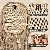 Vista 9 de FLUFYMOOZ Extensión de cola de caballo, 22 pulgadas, extensiones de cabello sintético ondulado largo y rizado para mujer