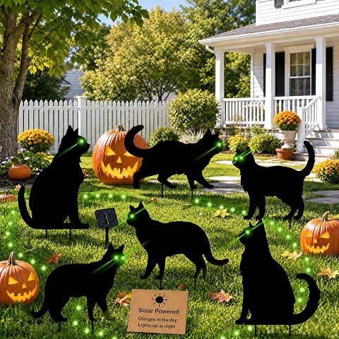 Sewrung Halloween Black Cat Yard Decorations--6 Pcs