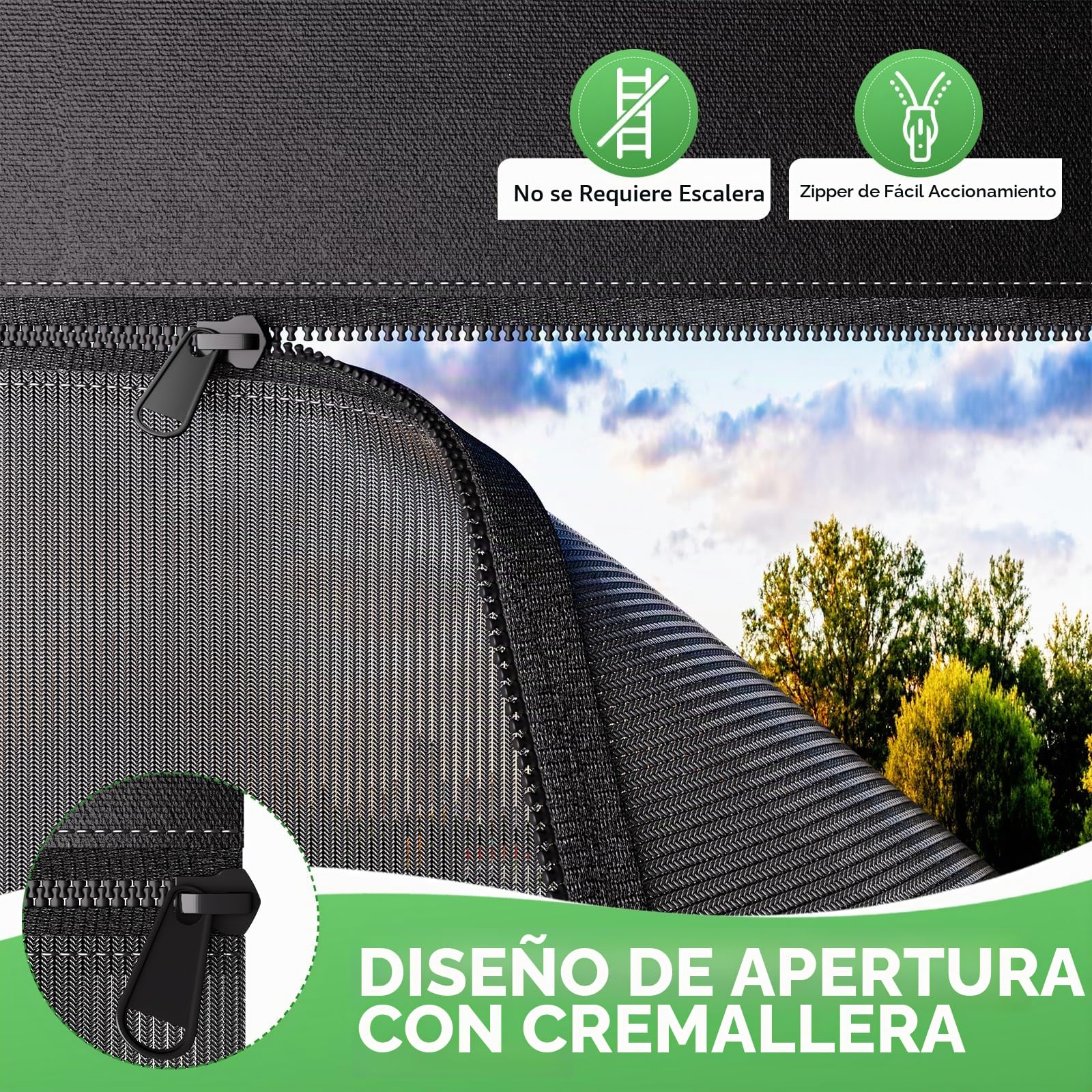 Toldo para Autocaravana, con Cremallera, Ventana panorámica Ajustable (Tela+Red). Protección Visual y Solar, protección Visual Universal con Kits completos, 2,2 m de Alto (2,4 m de Ancho)