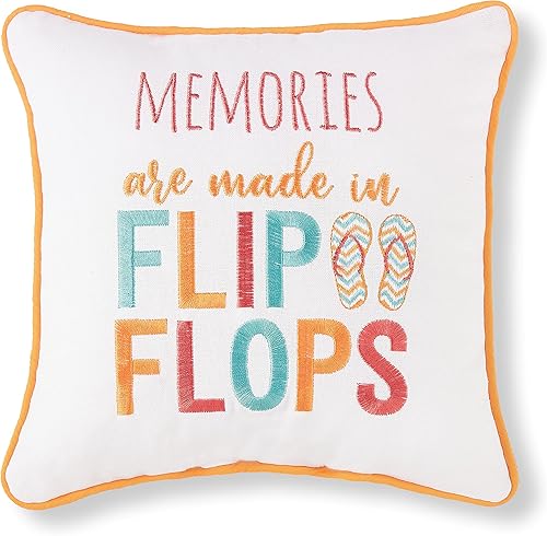 C&amp;F Home Memories are Made in Chanclas bordadas de 10 x 10 pulgadas, almohada de verano para vacaciones y relajación, fundas decorativas para el