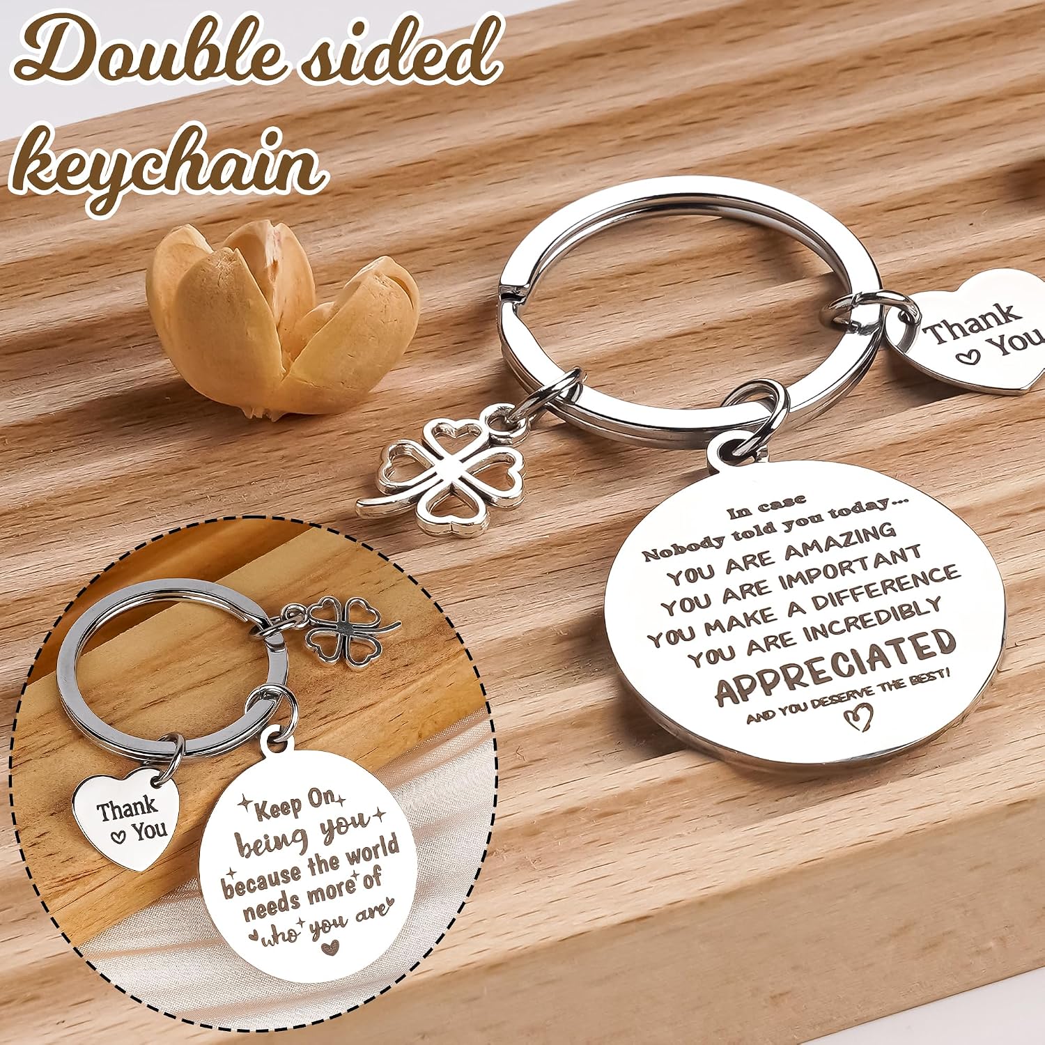 Thank You Gifts Appreciation Keychain - Inspirational Keyring for Women, Employee, Teacher, and Coworker for Thanksgiving