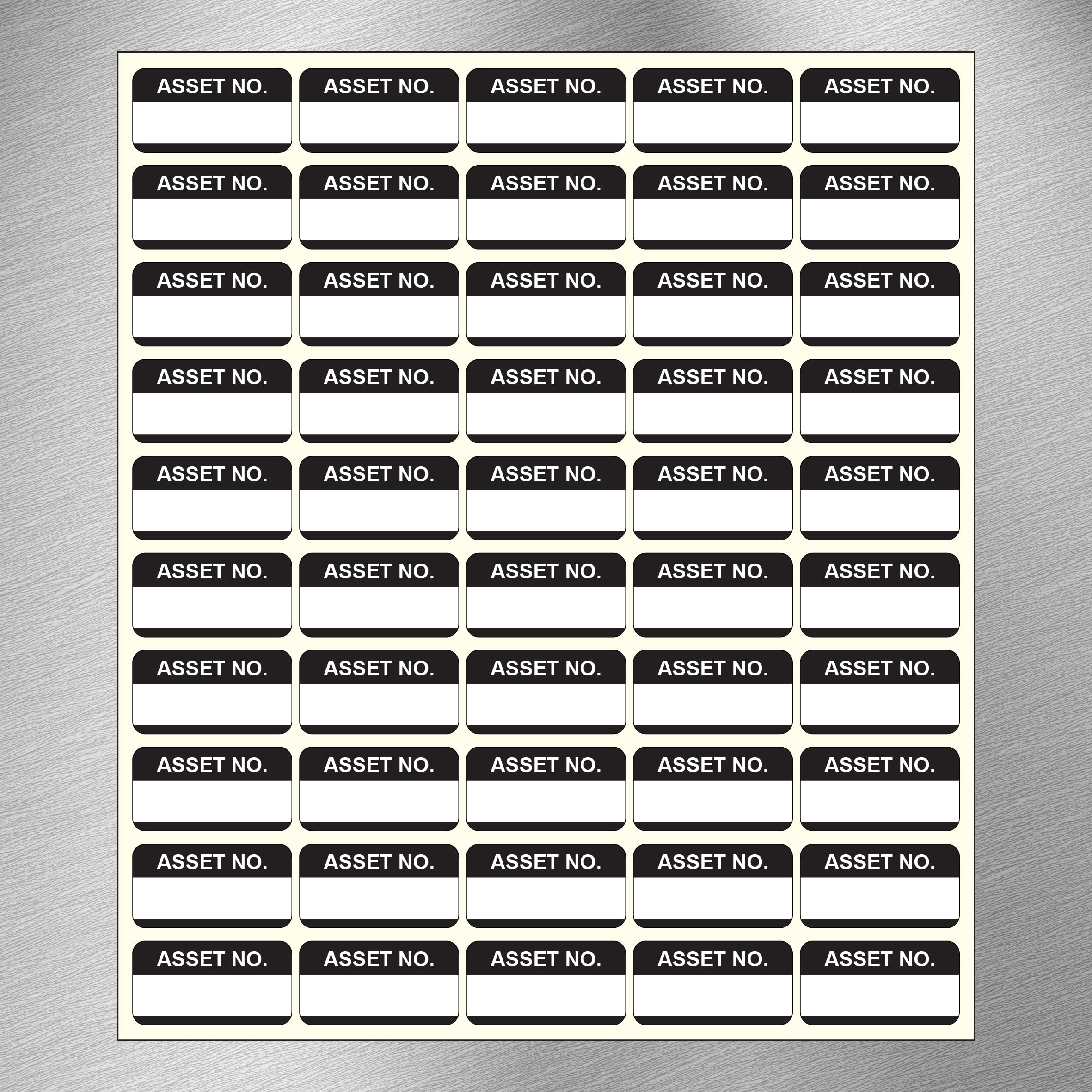 Asset Number Quality Control Labels- 250 Stickers 38mm x 22mm Black