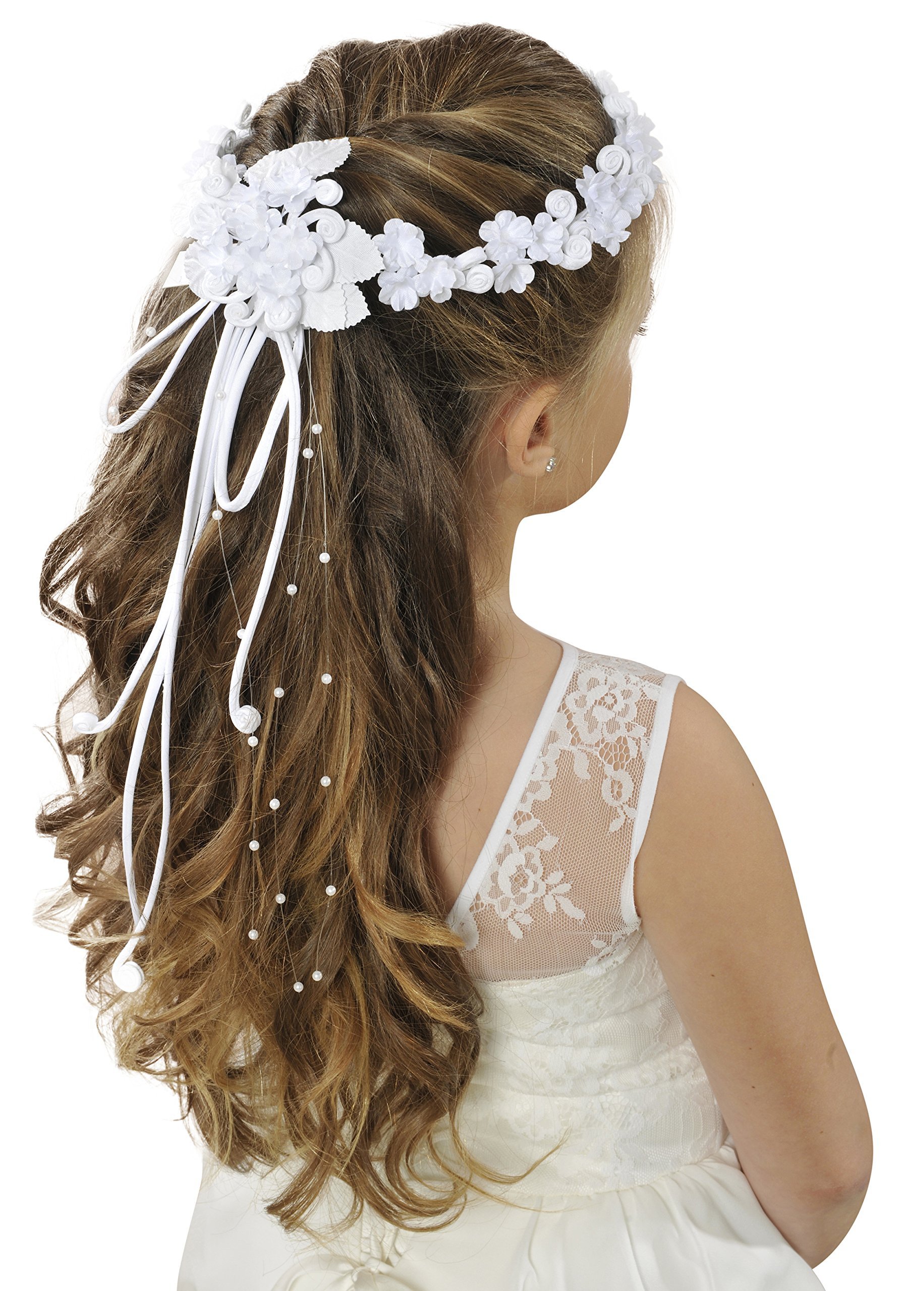 Serre-tête Couronne De Fleurs Pour Fille - Communion, Baptême, Mariage, Déco Cheveux Avec Rubans