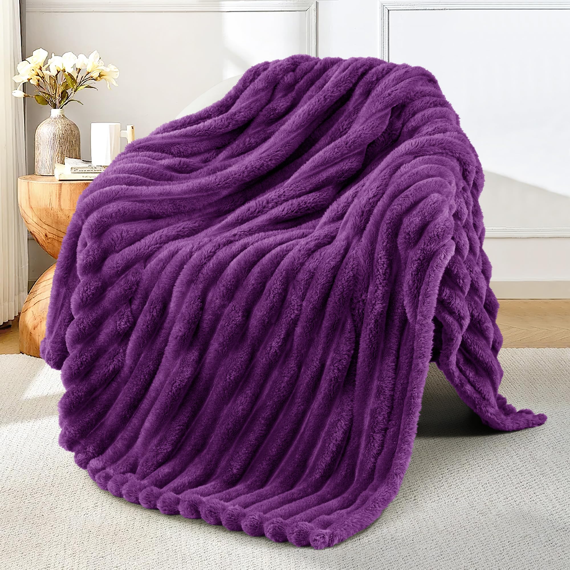 Exclusivo Mezcla Morado Manta Sofá - Manta Franela para Cama, Manta Polar, Doble Cara Suave, Fácil Cuidado y Ultra Ligera, Todas Estaciones, 130x150 CM OEKO-TEX STANDARD 100