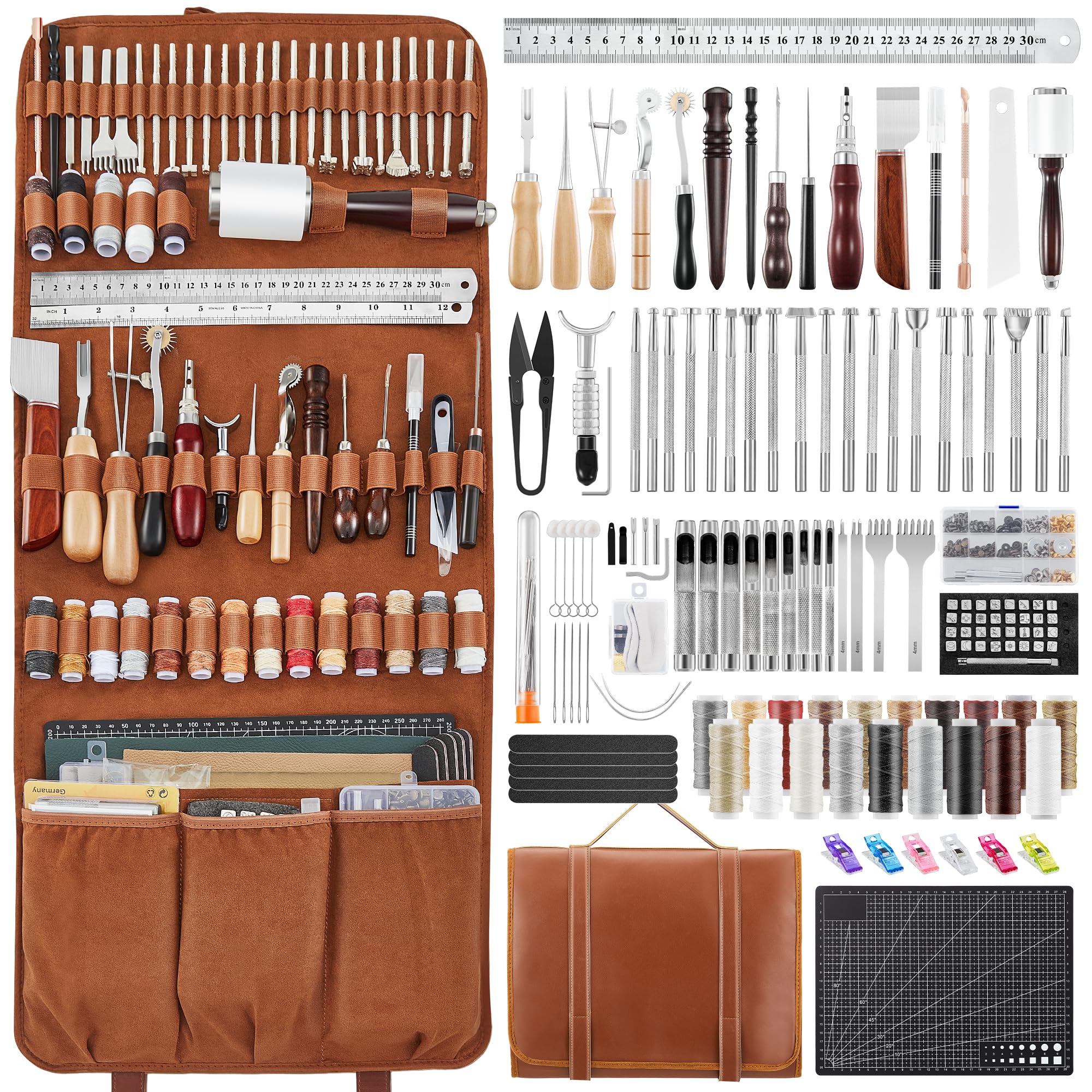 EMBOSSING LEATHER MANIS USA セット Amazon.com: SAKERNEO Leather Working Tools kit Max Version with