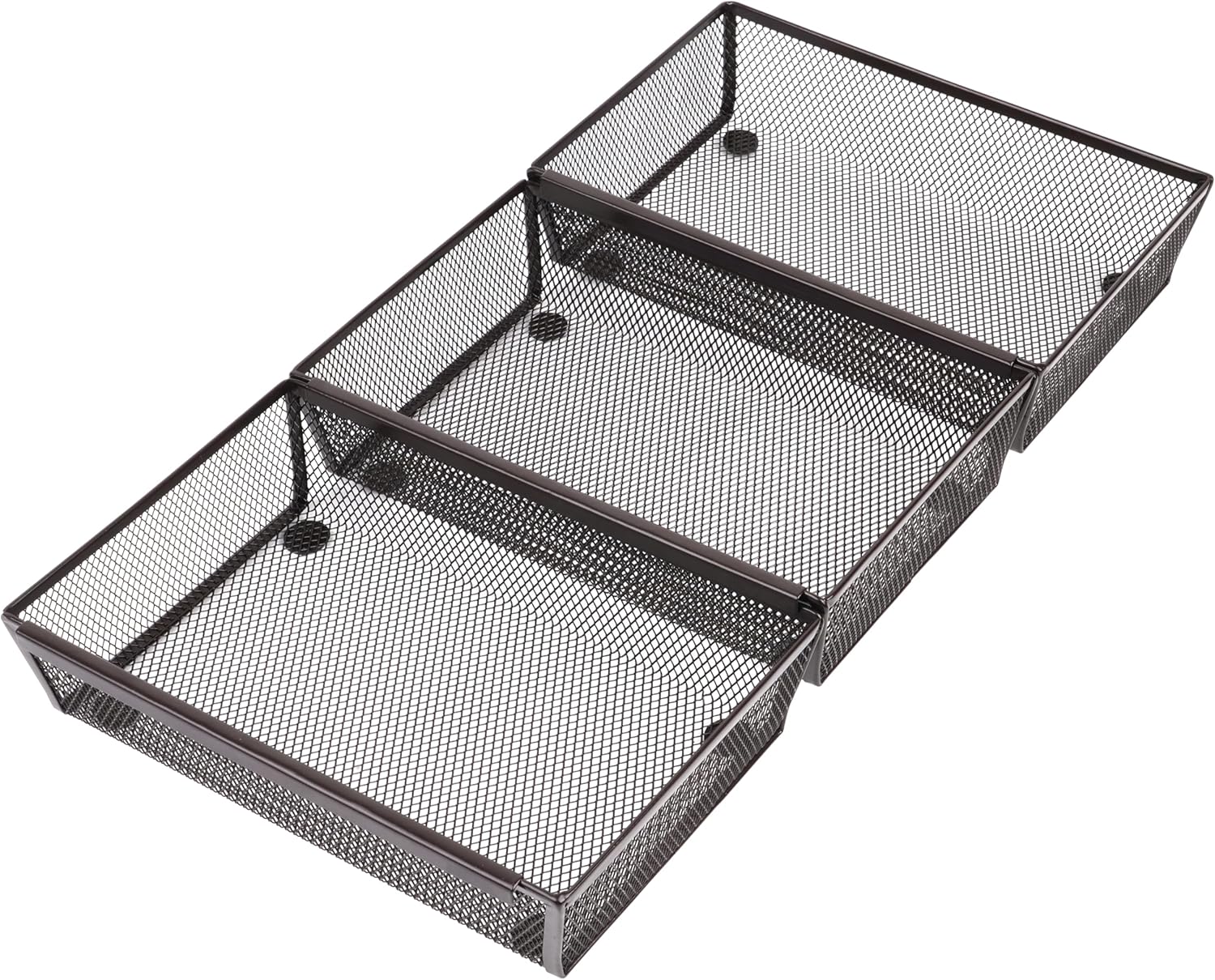 Winter Shore Organizador de cajones de malla de bronce para cocina (paquete de 3) - Cajón organizador de cubiertos grande - Cajón organizador de cubiertos para cocina - Cajón organizador de oficina y 