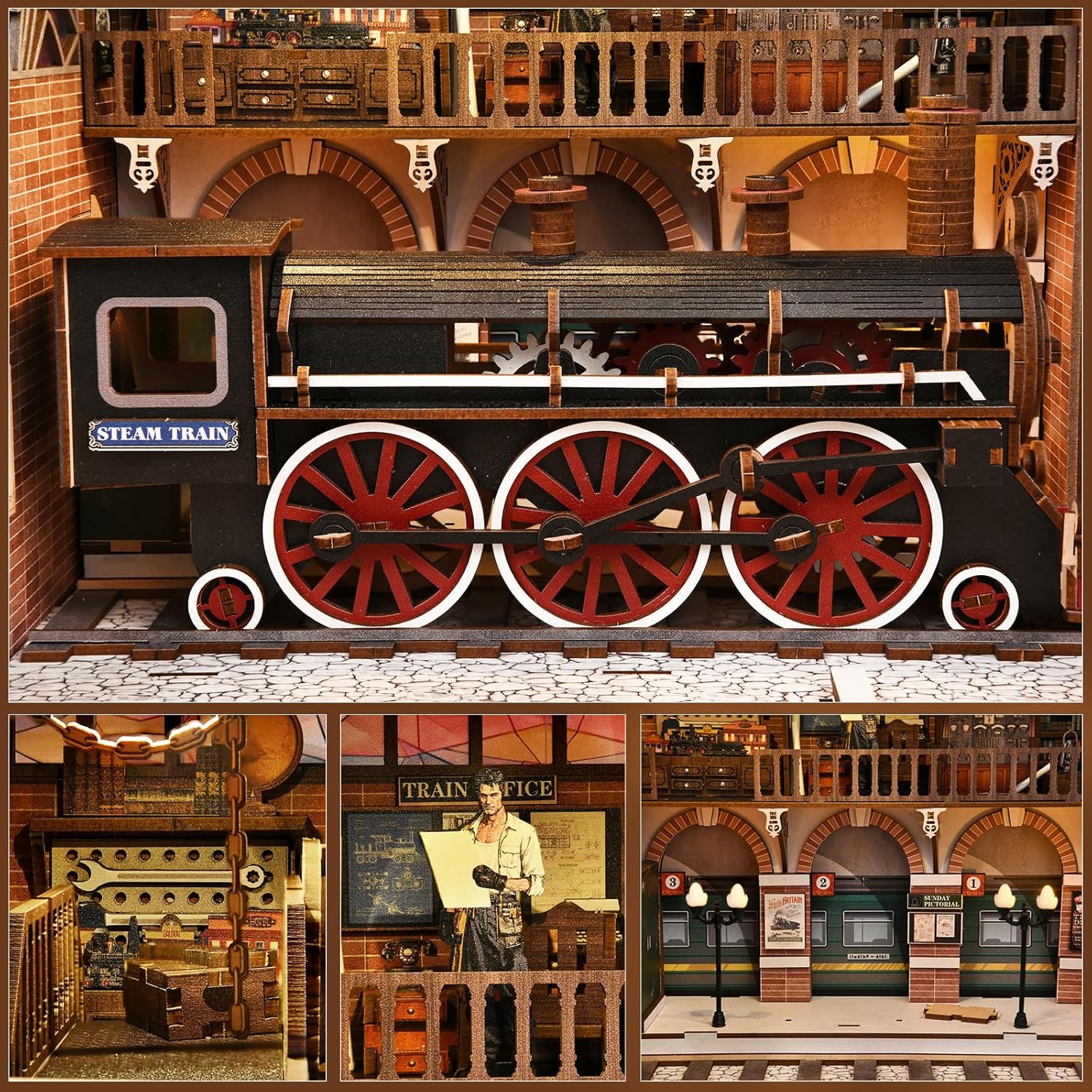 Book Nook Kit, Book Nook Kits for Adults DIY Booknook Model Build, DIY 3D Wooden Puzzle Bookend Booknook Bookshelf Insert Miniature Dollhouse Kit for Home Decoration